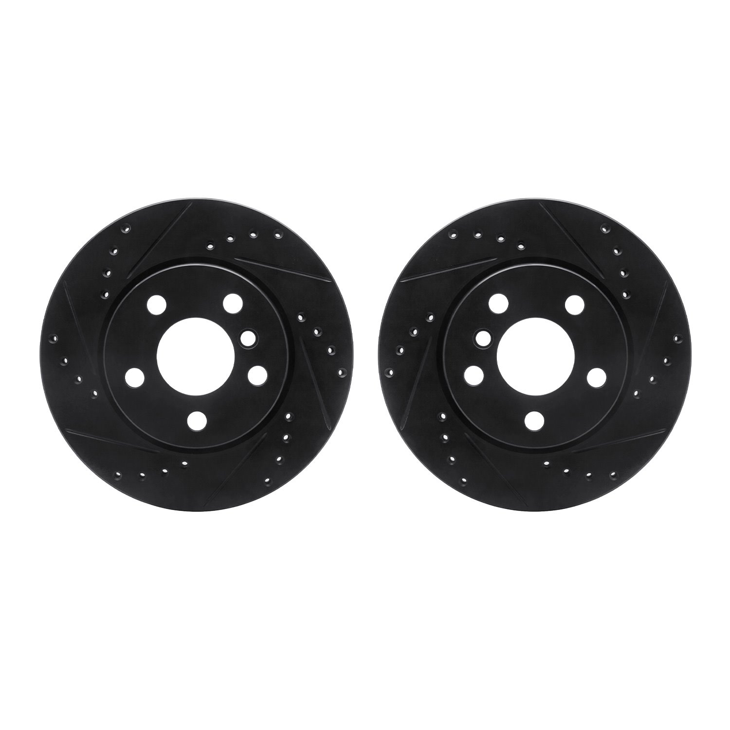 8002-32006 Drilled/Slotted Brake Rotors [Black], Fits Select Mini, Position: Front
