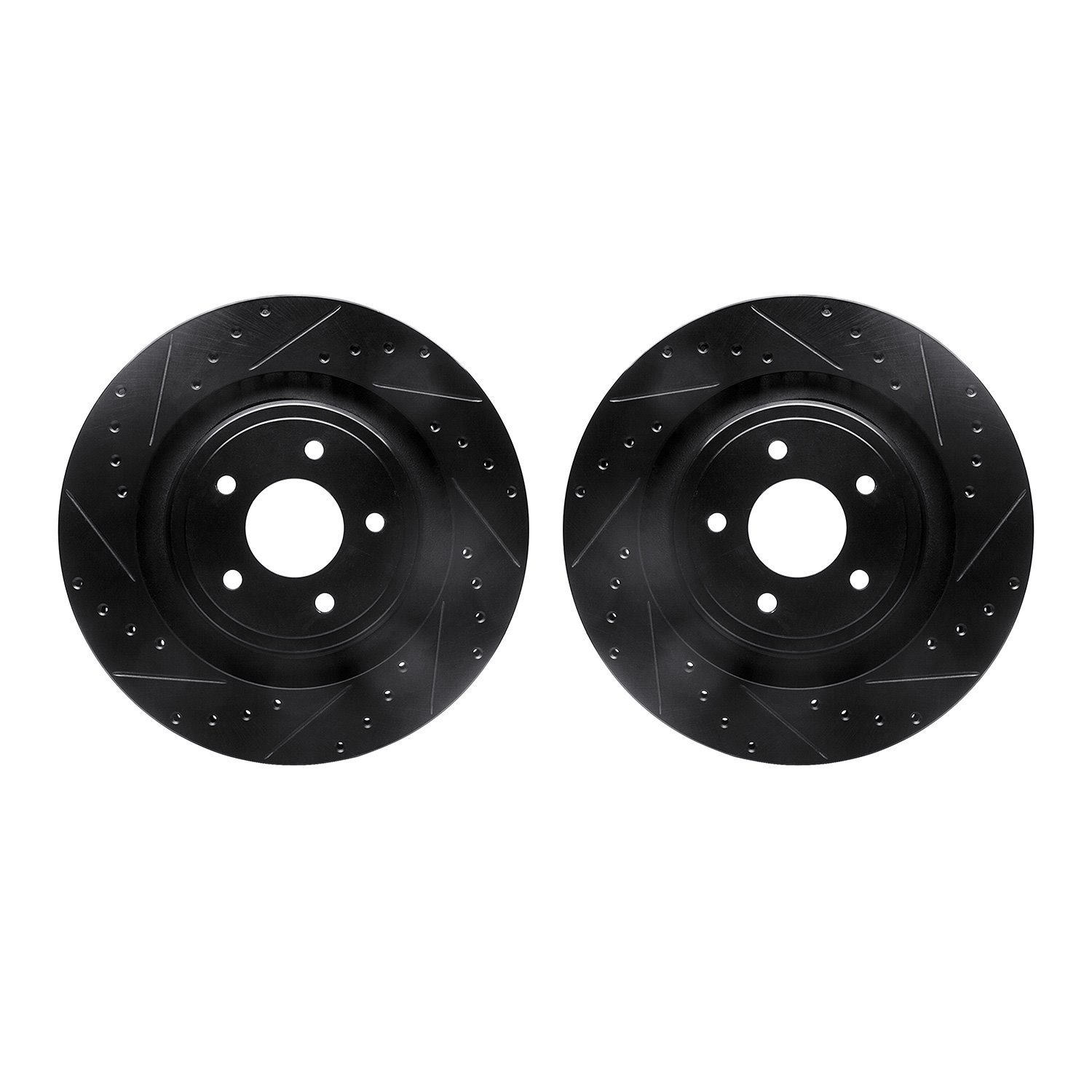 8002-40003 Drilled/Slotted Brake Rotors [Black], 2008-2014 Mopar, Position: Front