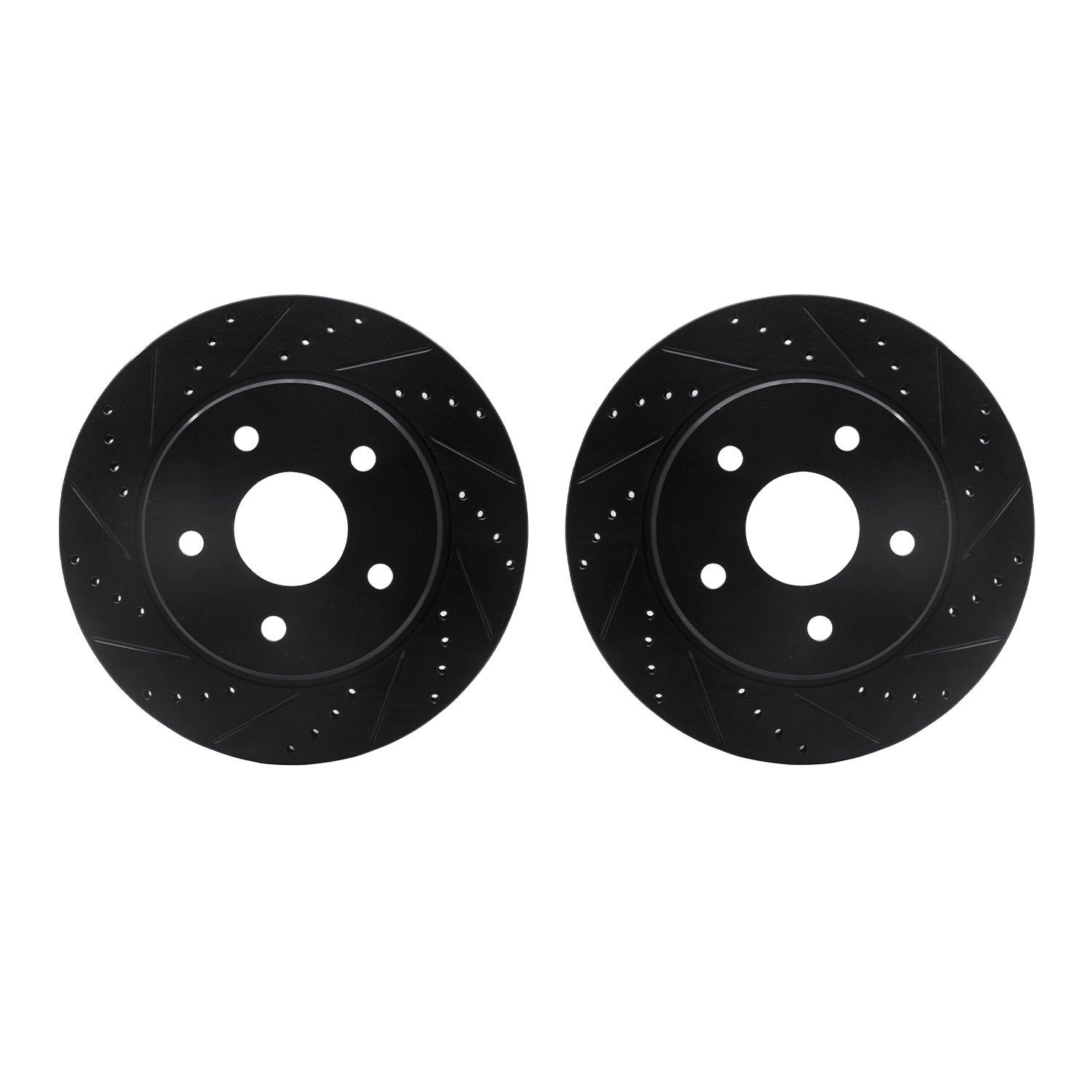 8002-40006 Drilled/Slotted Brake Rotors [Black], 2002-2018 Mopar, Position: Front