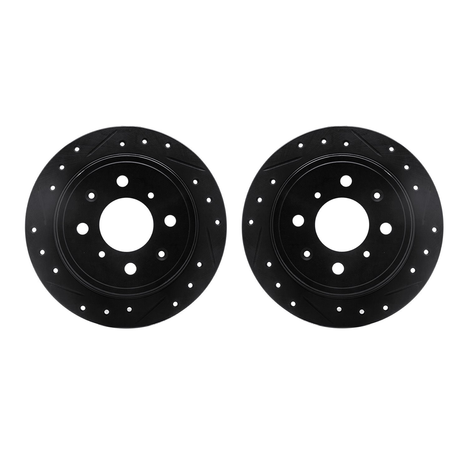 8002-40008 Drilled/Slotted Brake Rotors [Black], 1998-2000 Mopar, Position: Front