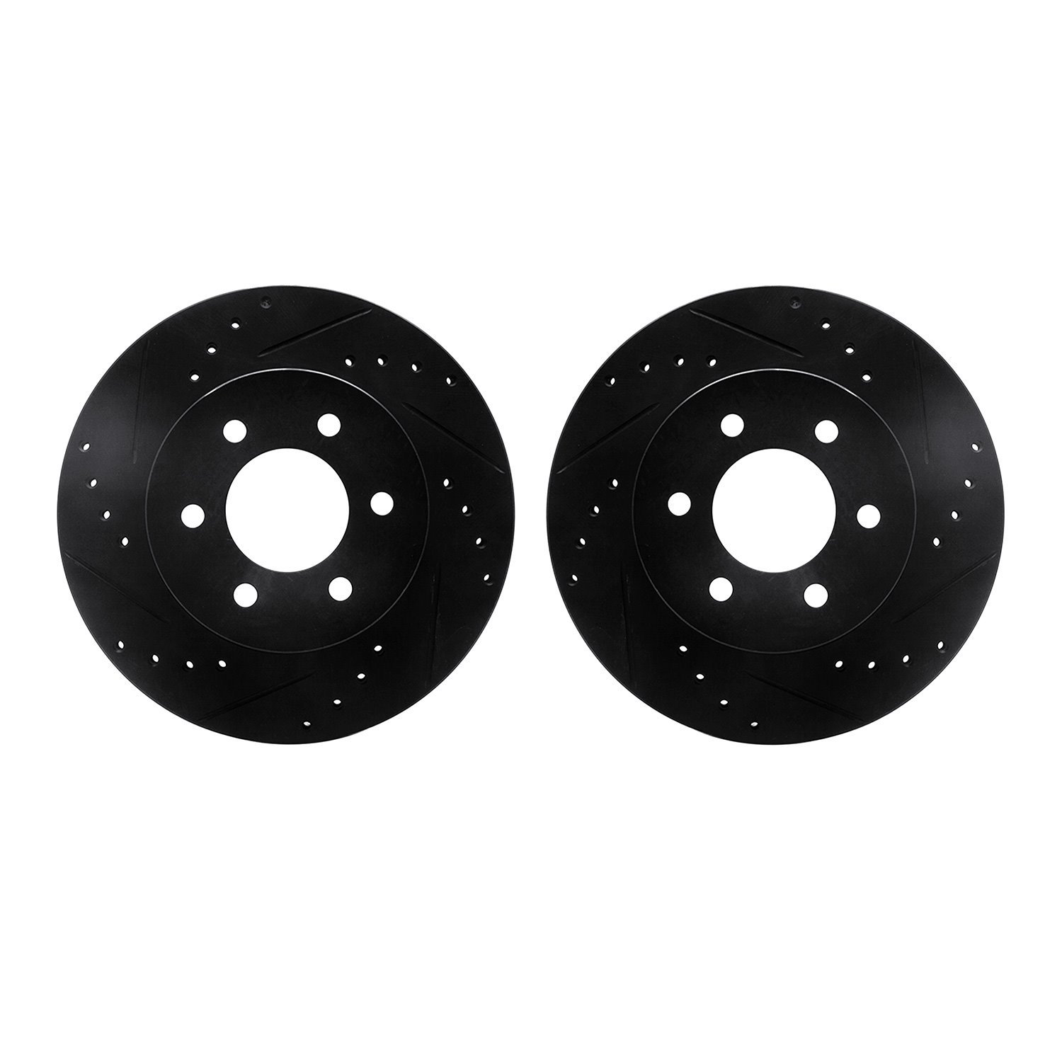 8002-40046 Drilled/Slotted Brake Rotors [Black], 1991-1996 Mopar, Position: Front