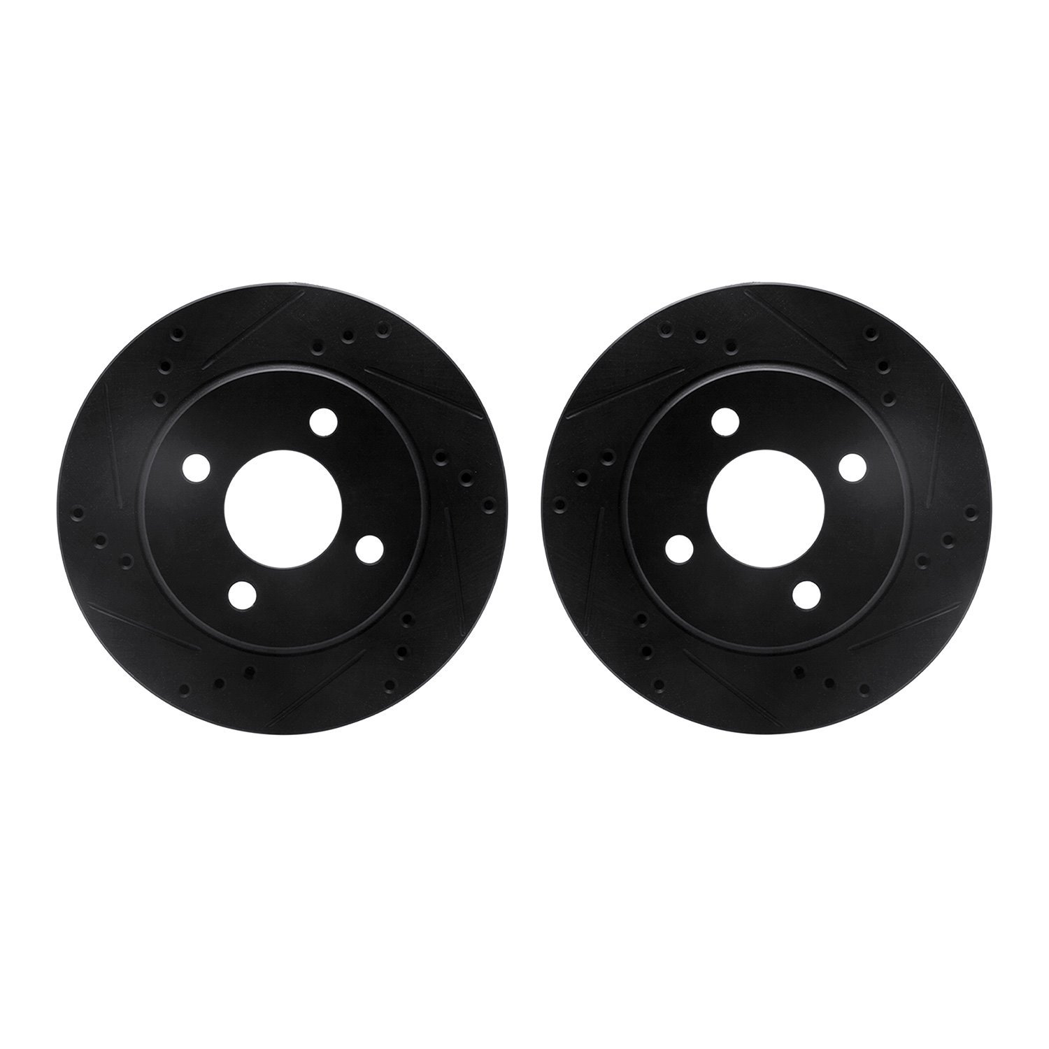 8002-40053 Drilled/Slotted Brake Rotors [Black], 1995-1996 Mopar, Position: Front