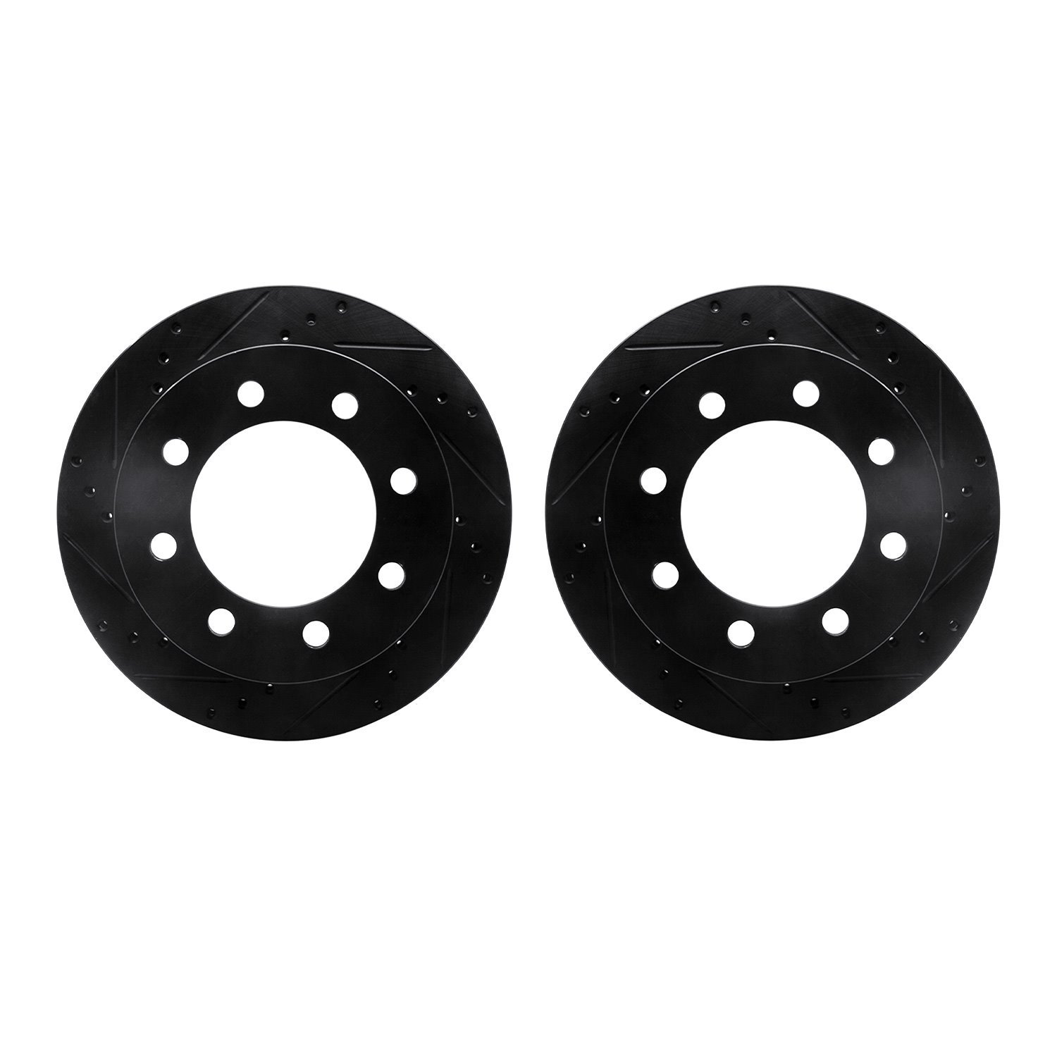 8002-40065 Drilled/Slotted Brake Rotors [Black], 2000-2002 Mopar, Position: Front