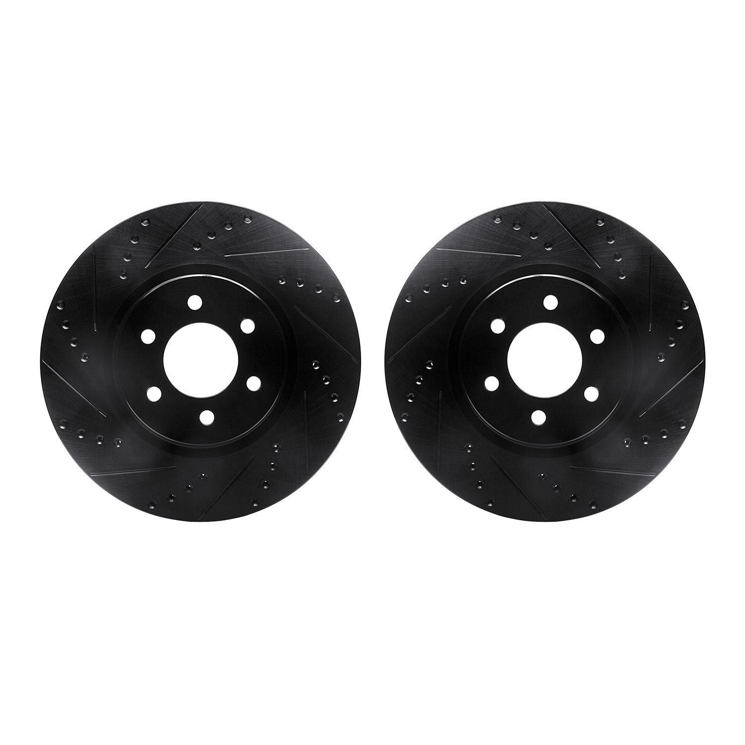 8002-40075 Drilled/Slotted Brake Rotors [Black], 1992-2002 Mopar, Position: Front