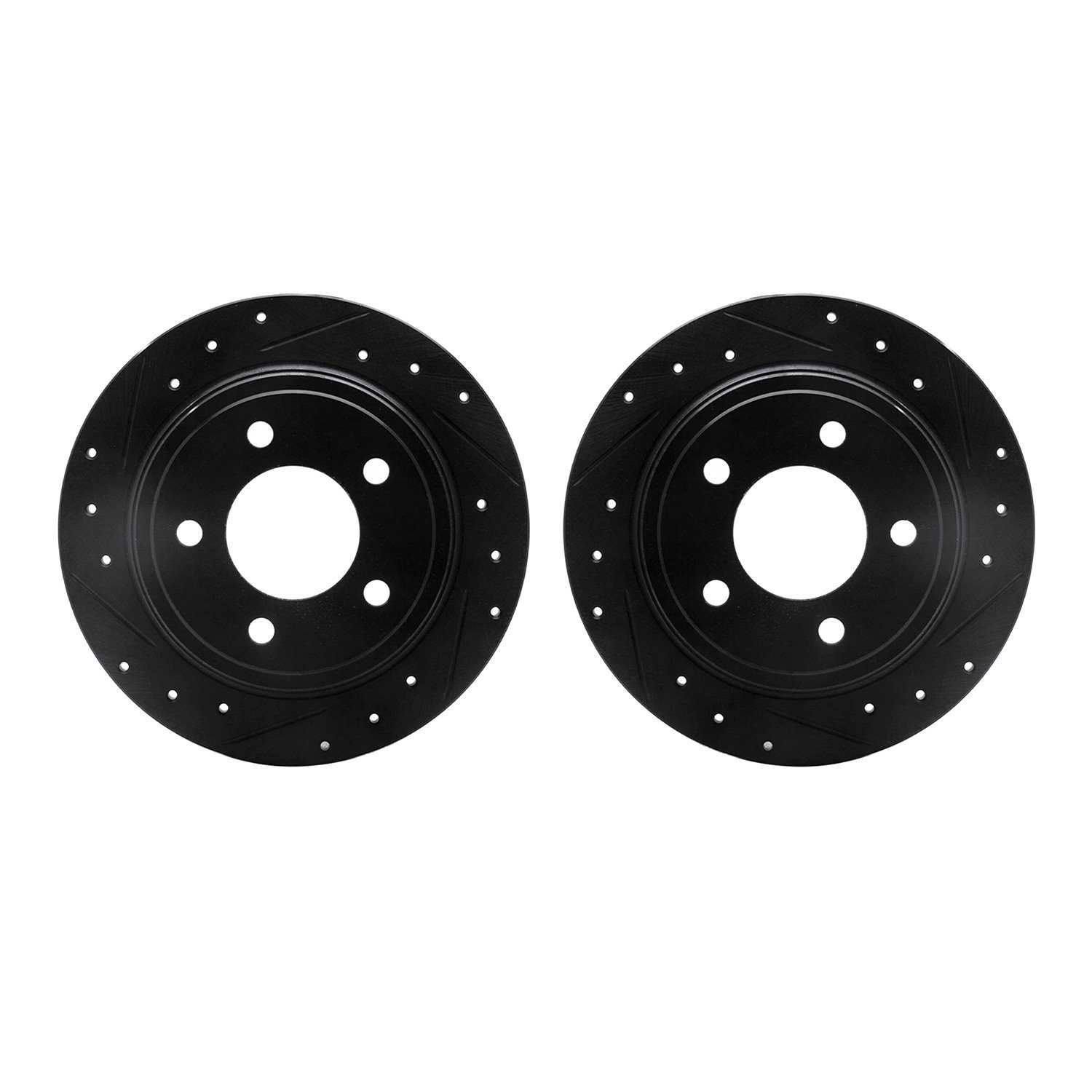 8002-40080 Drilled/Slotted Brake Rotors [Black], 1993-2004 Mopar, Position: Rear