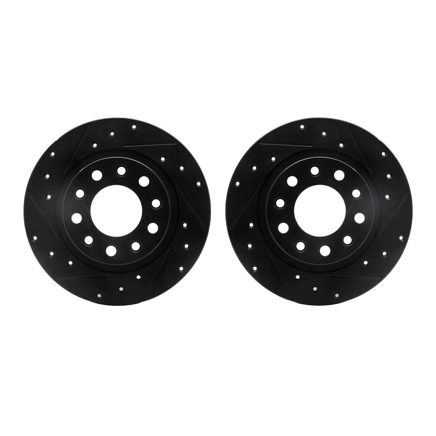 8002-40106 Drilled/Slotted Brake Rotors [Black], 2003-2017 Mopar, Position: Rear