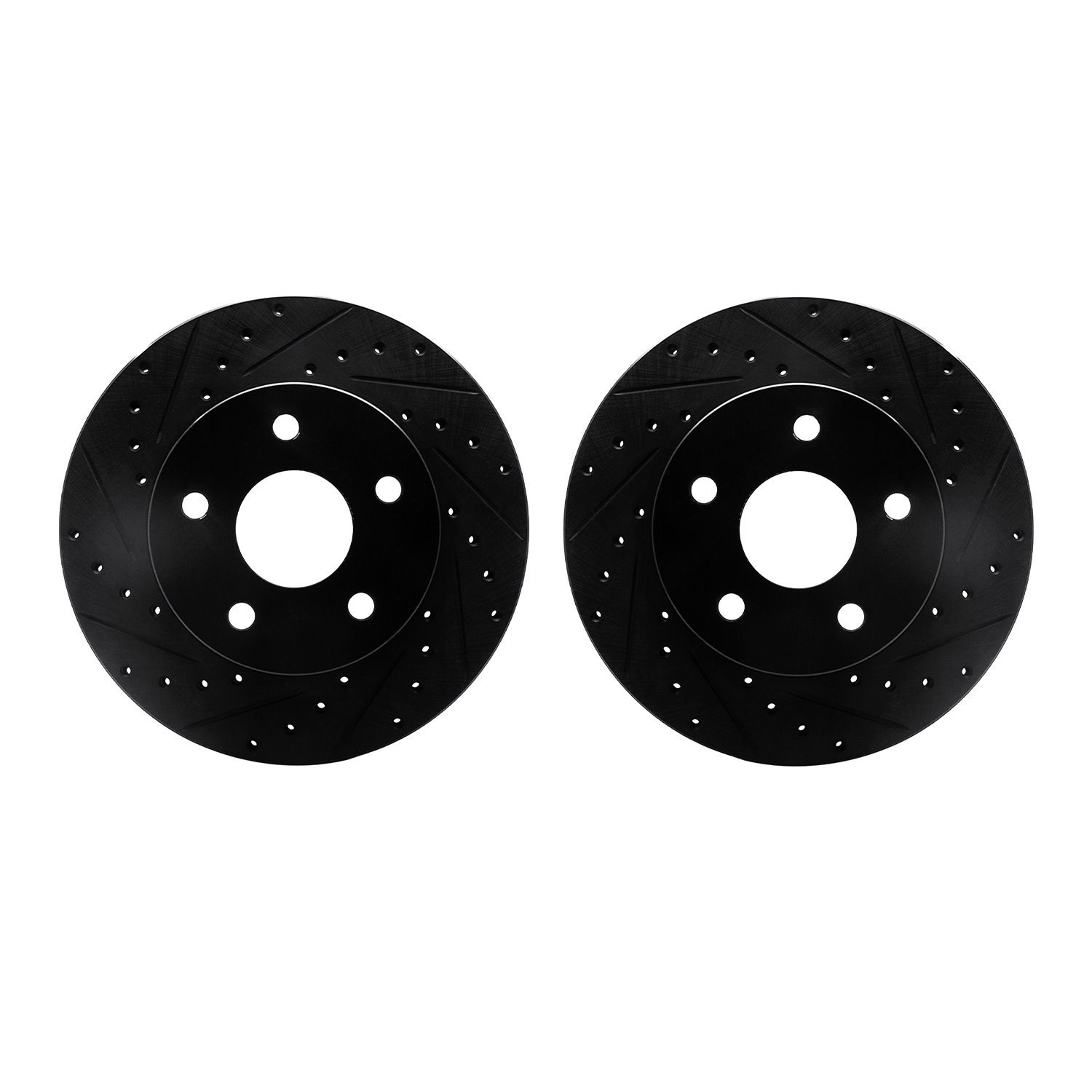 8002-42016 Drilled/Slotted Brake Rotors [Black], 1999-2004 Mopar, Position: Front