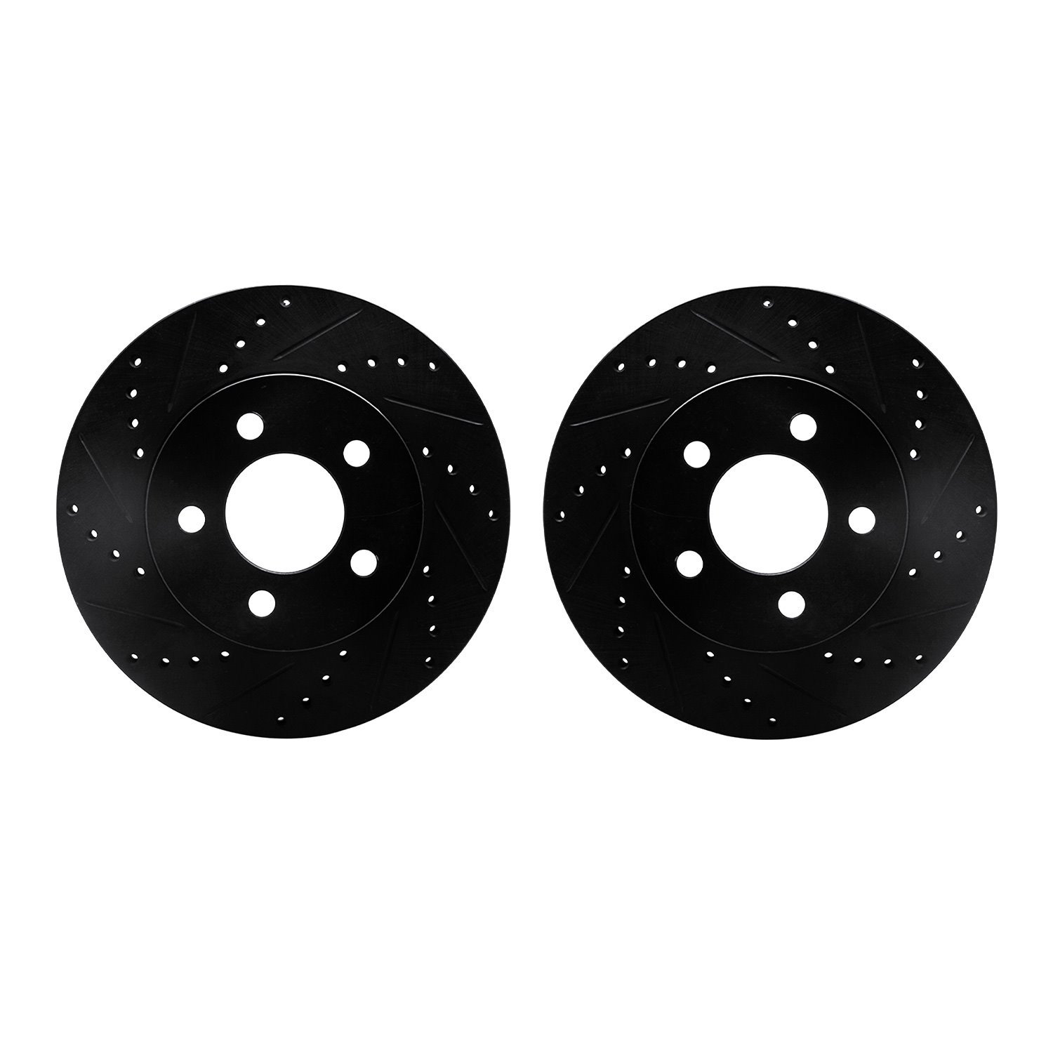 8002-42019 Drilled/Slotted Brake Rotors [Black], 2002-2007 Mopar, Position: Front