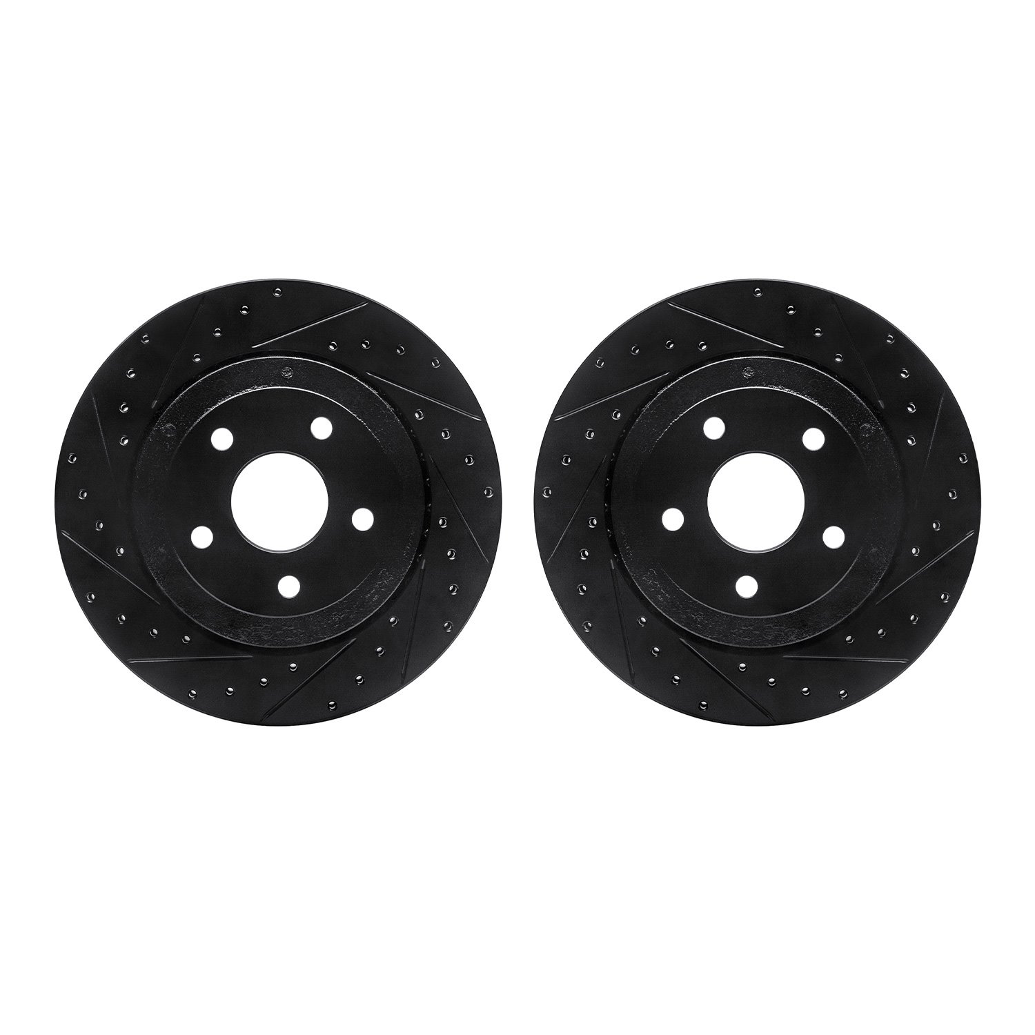 8002-42035 Drilled/Slotted Brake Rotors [Black], 2006-2010 Mopar, Position: Rear