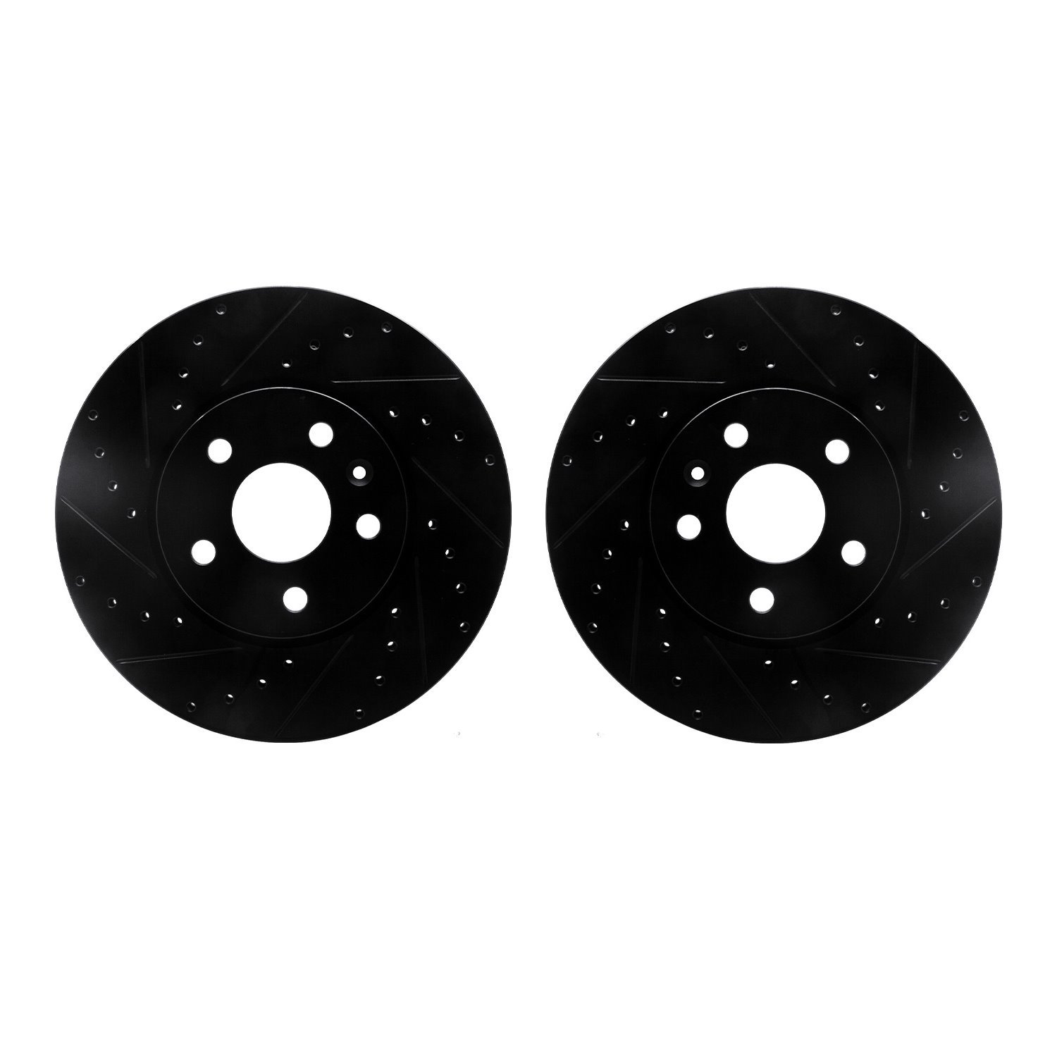 8002-45000 Drilled/Slotted Brake Rotors [Black], Fits Select GM, Position: Front