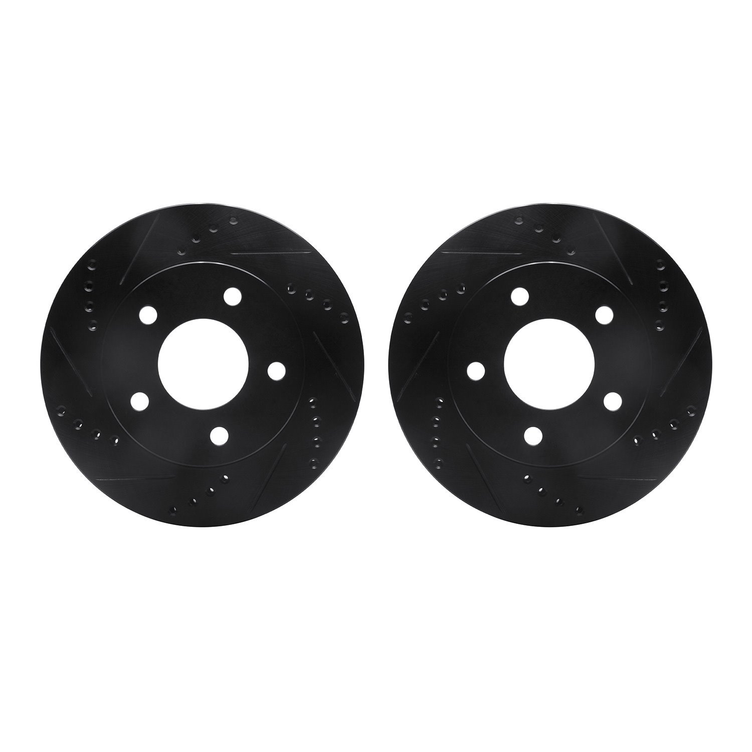 8002-45003 Drilled/Slotted Brake Rotors [Black], 1983-1996 GM, Position: Front