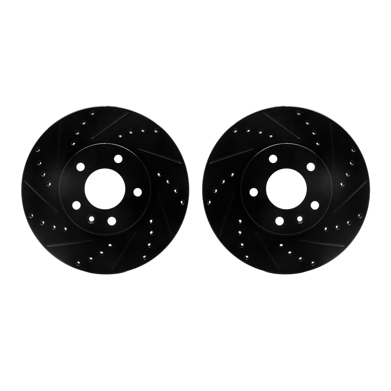 8002-45005 Drilled/Slotted Brake Rotors [Black], Fits Select GM, Position: Front