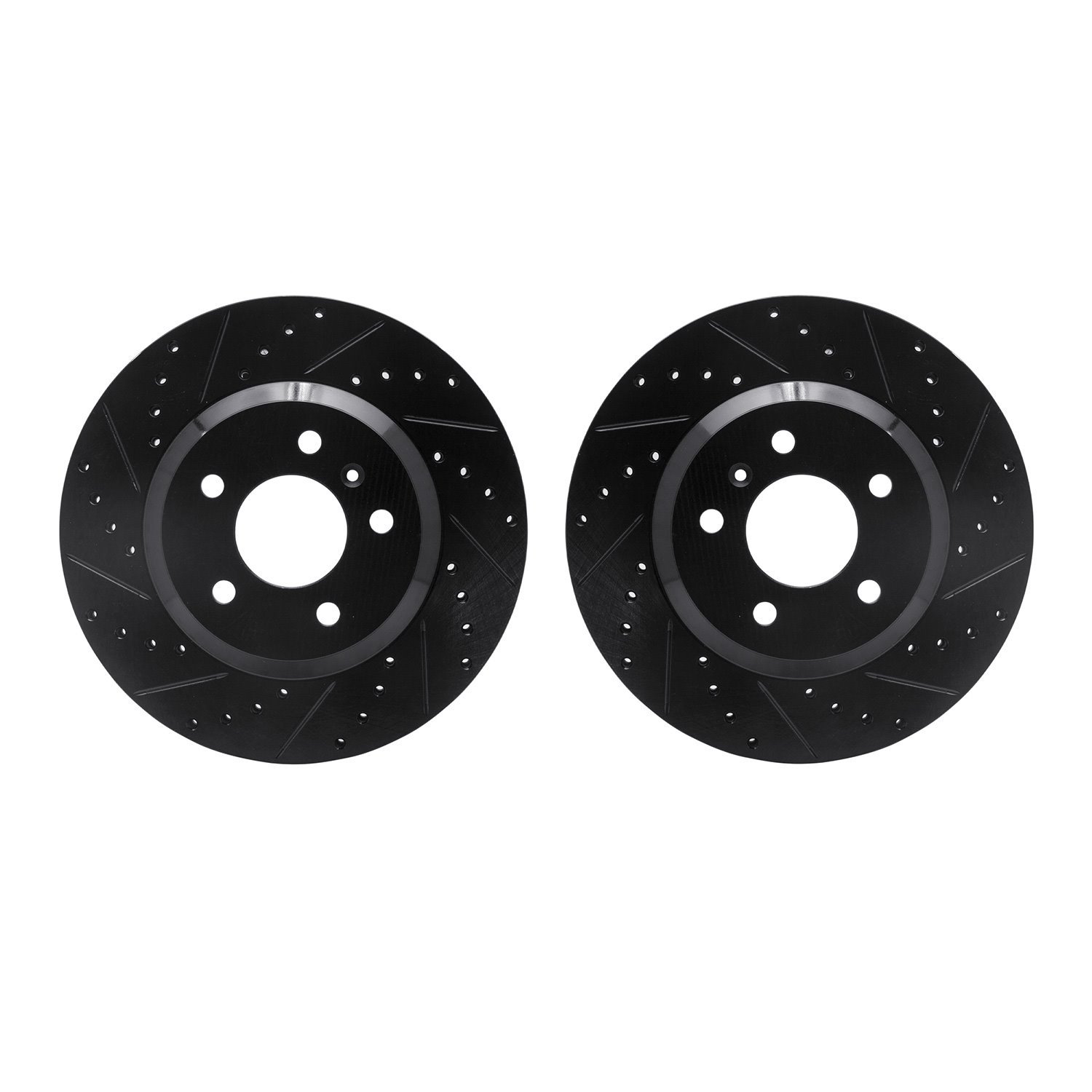 8002-45009 Drilled/Slotted Brake Rotors [Black], 2006-2016 GM, Position: Front