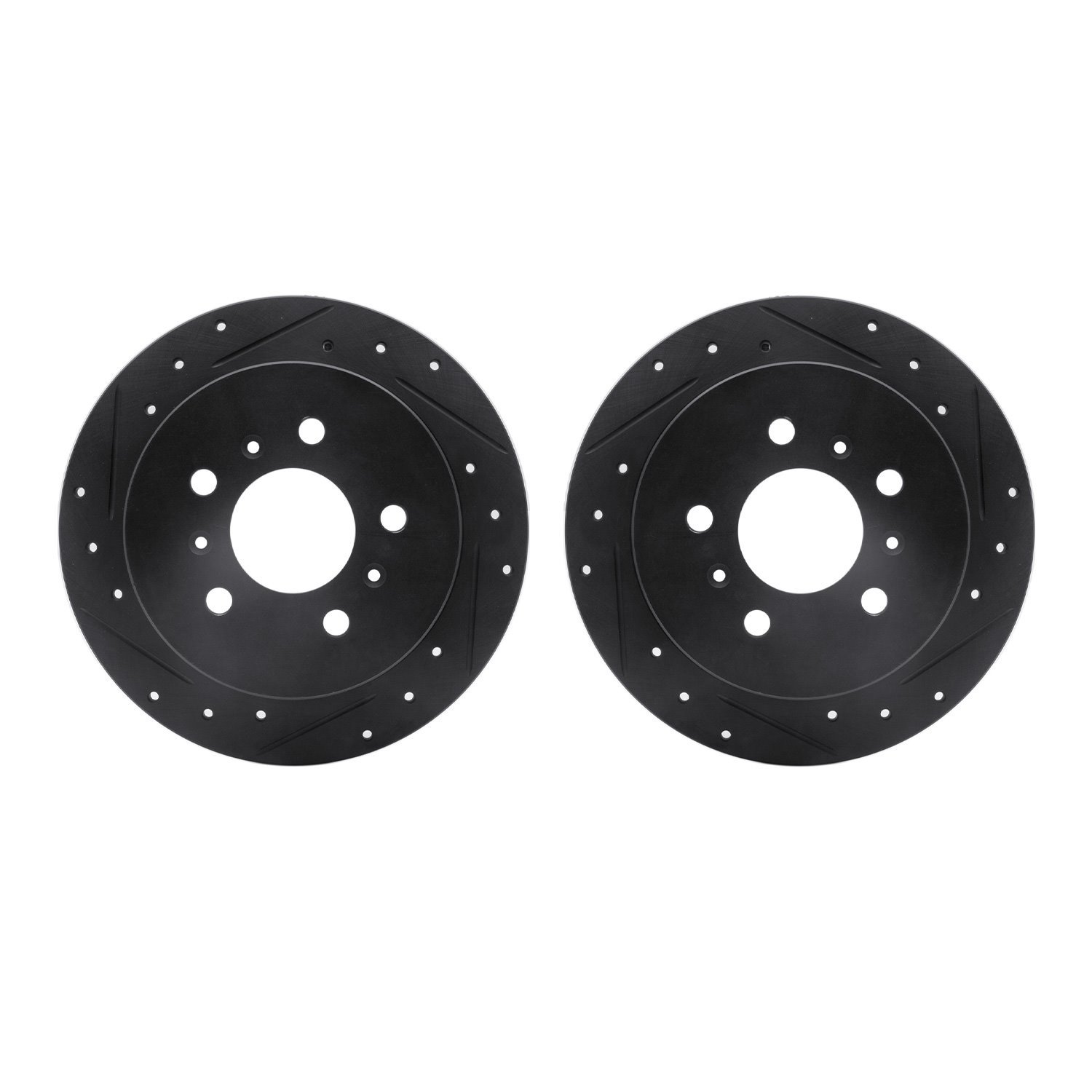 8002-45015 Drilled/Slotted Brake Rotors [Black], 2006-2010 GM, Position: Rear