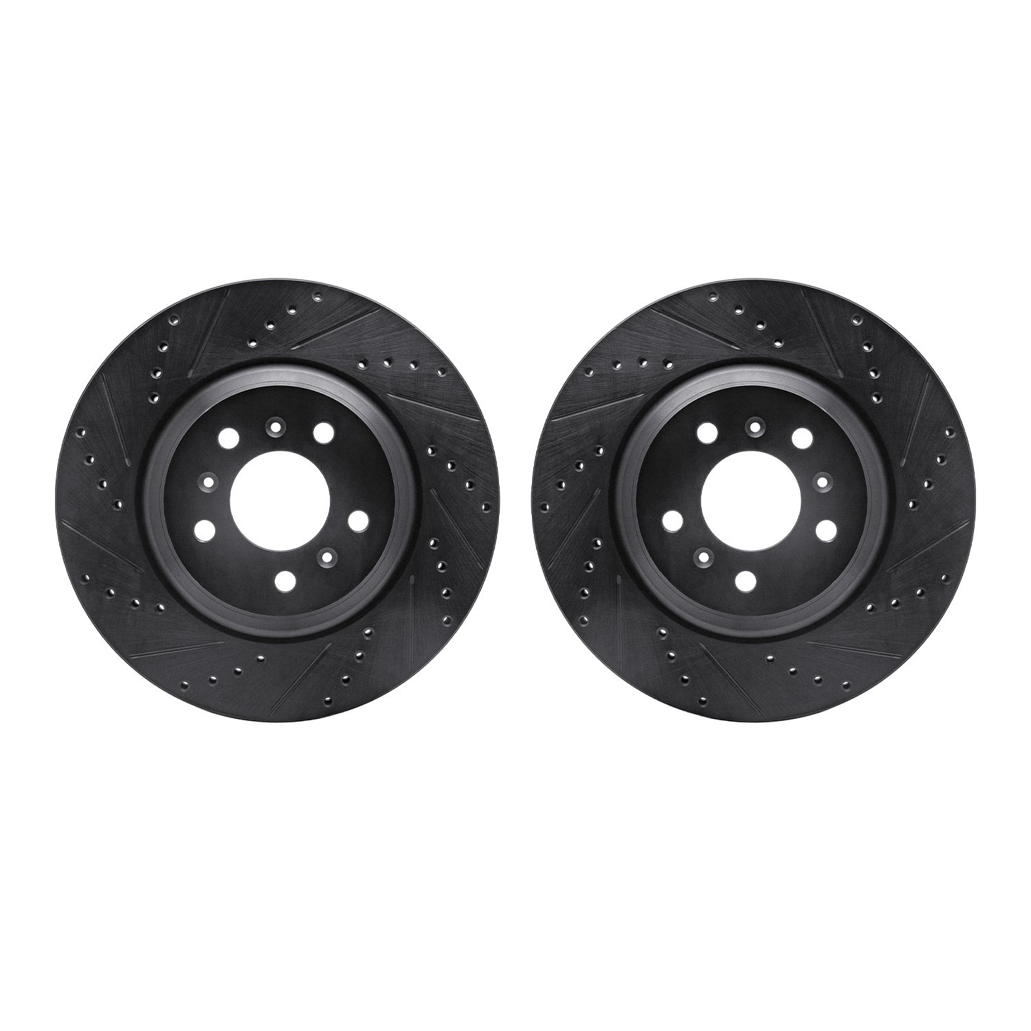 8002-46000 Drilled/Slotted Brake Rotors [Black], 2006-2016 GM, Position: Front