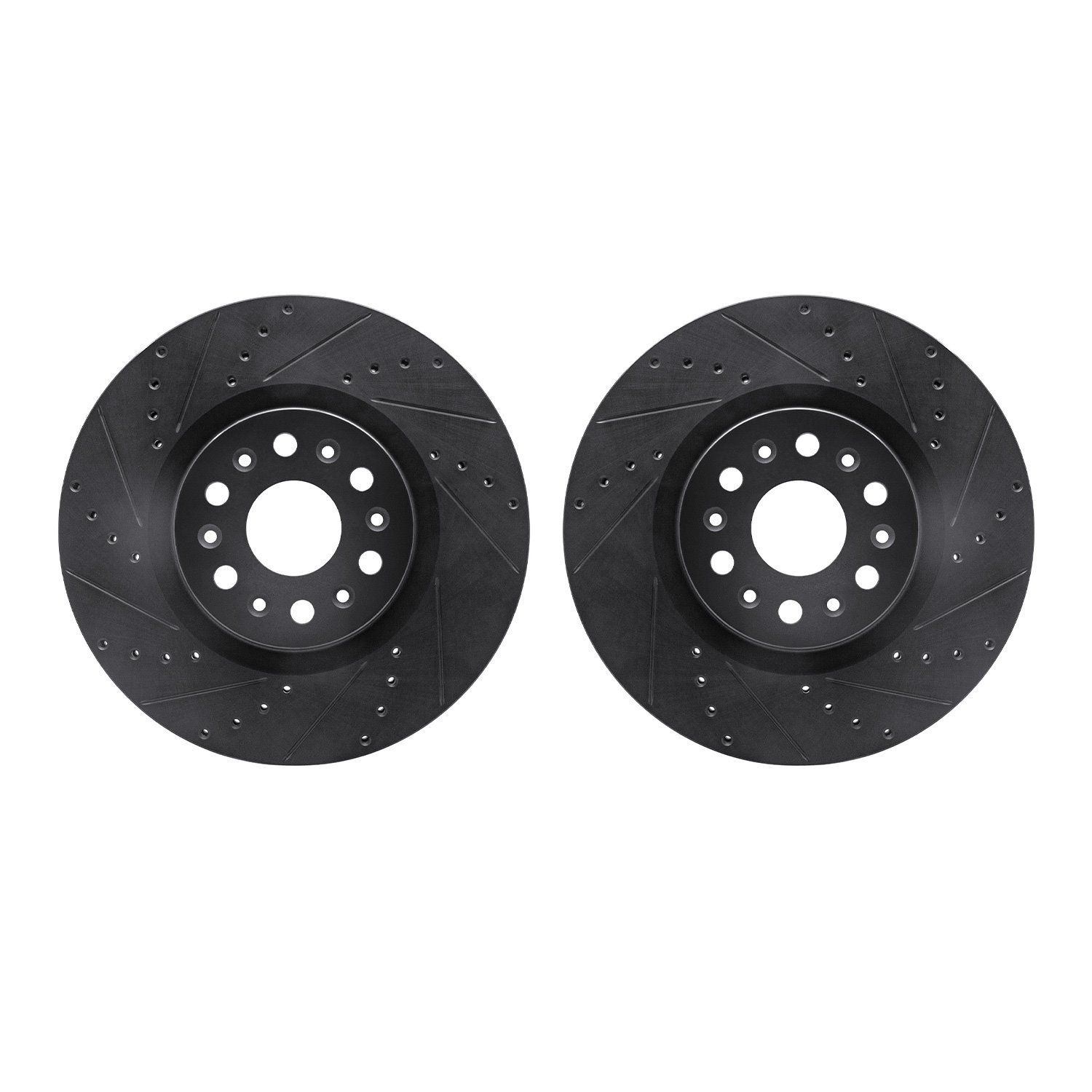 8002-46002 Drilled/Slotted Brake Rotors [Black], Fits Select GM, Position: Front