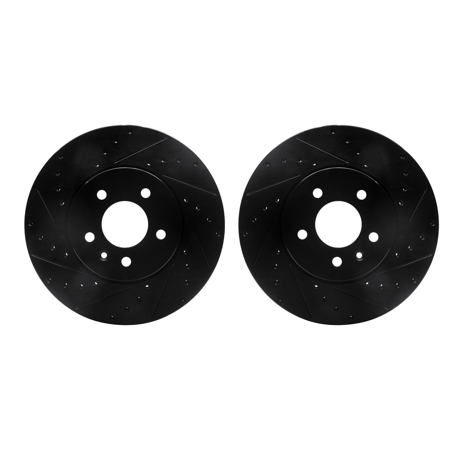 8002-46005 Drilled/Slotted Brake Rotors [Black], Fits Select GM, Position: Front
