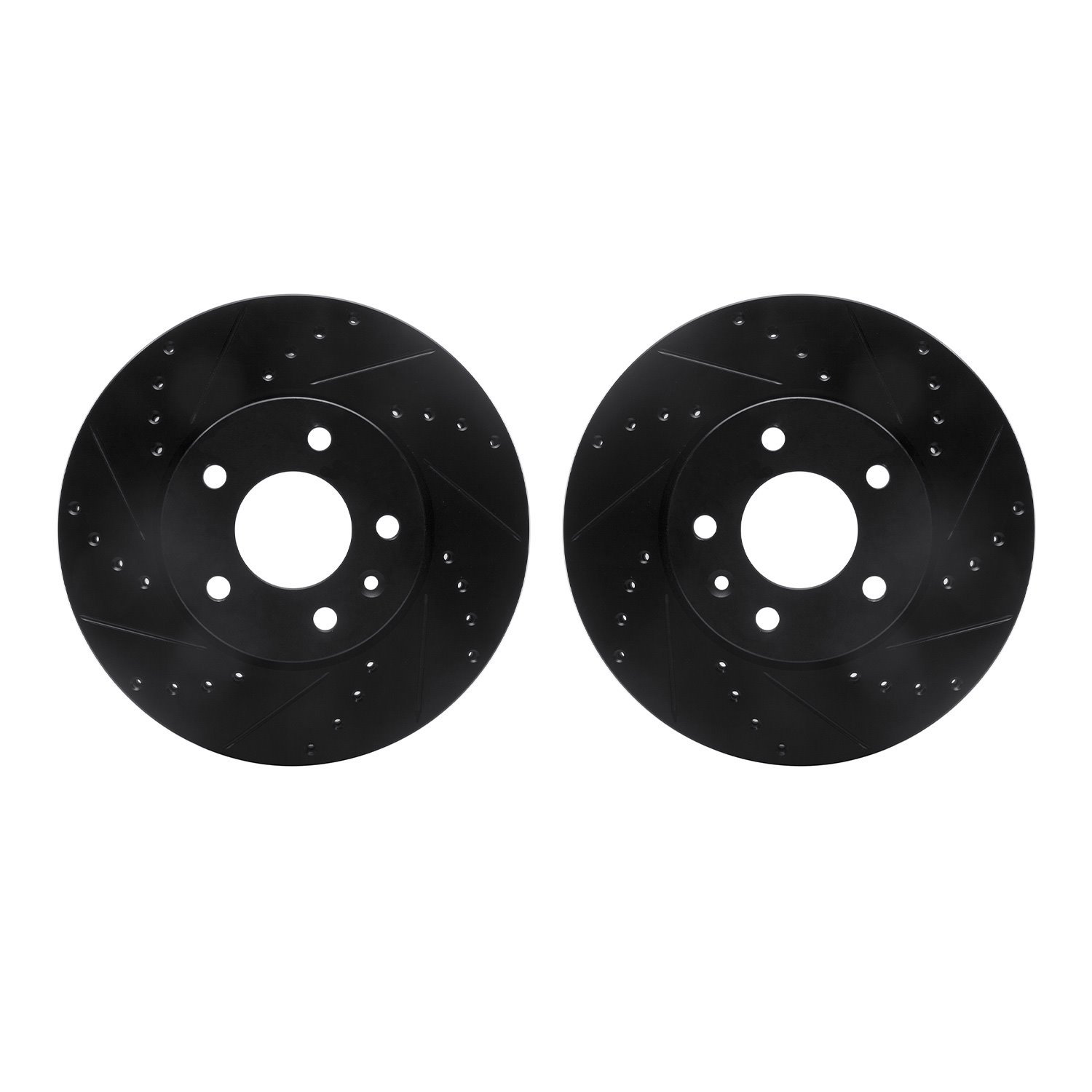 8002-46006 Drilled/Slotted Brake Rotors [Black], Fits Select GM, Position: Front