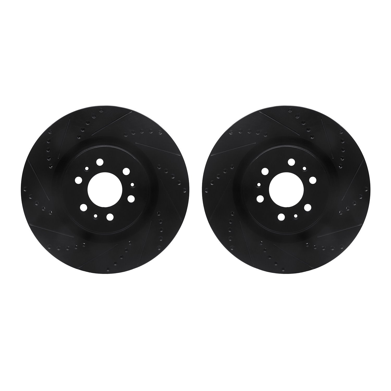 8002-46014 Drilled/Slotted Brake Rotors [Black], 2004-2011 GM, Position: Front