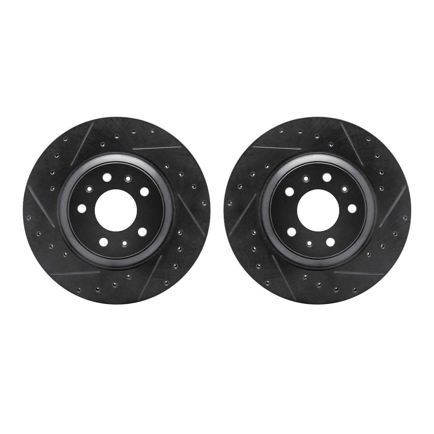 8002-46015 Drilled/Slotted Brake Rotors [Black], 2004-2008 GM, Position: Front