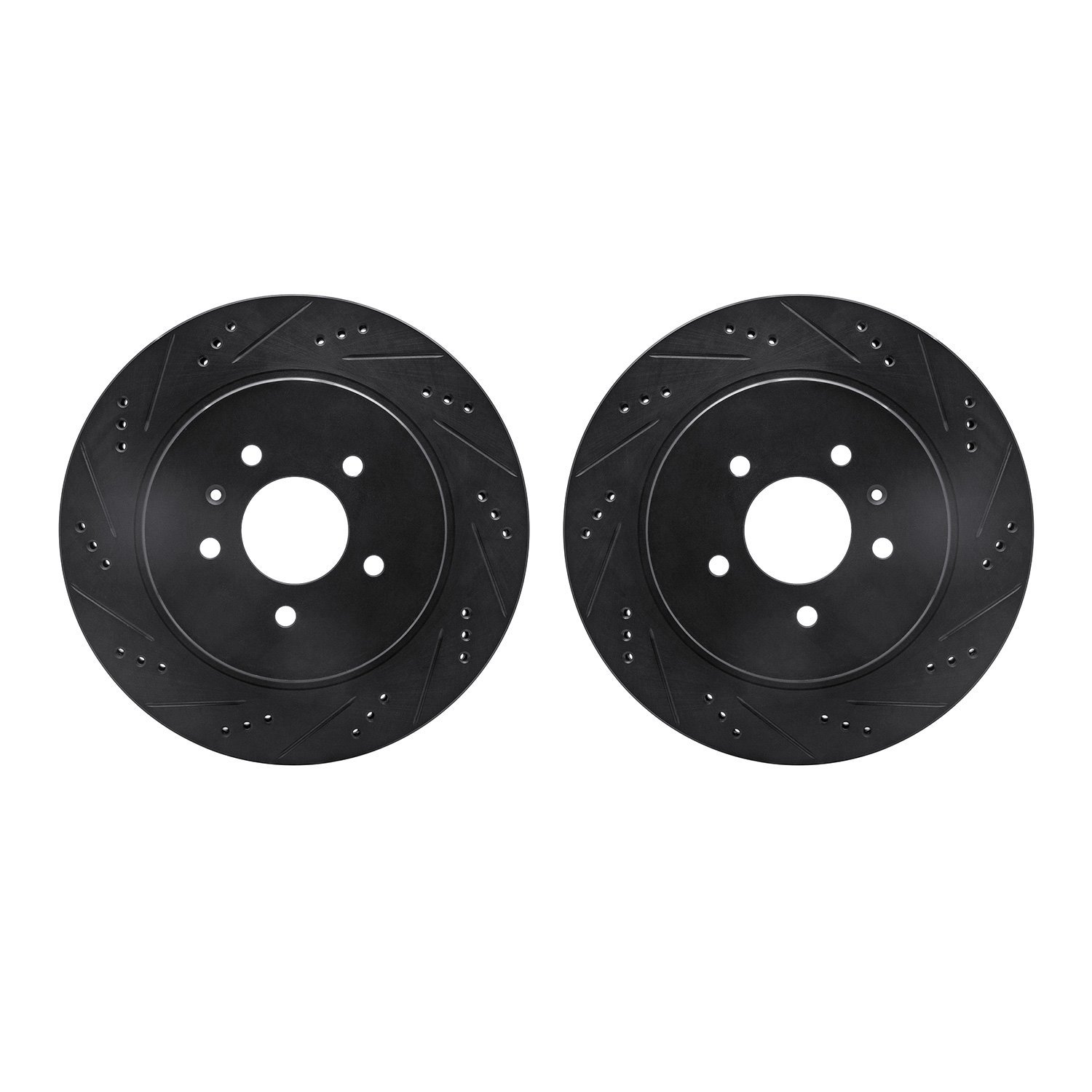 8002-46037 Drilled/Slotted Brake Rotors [Black], 2005-2011 GM, Position: Rear