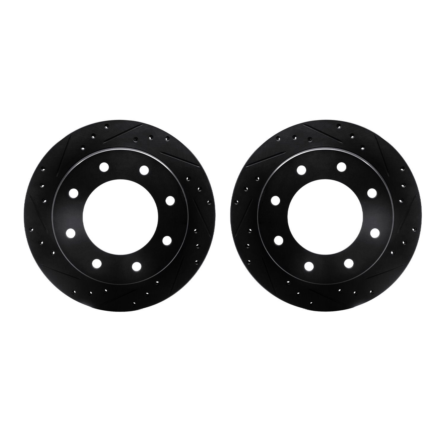 8002-46040 Drilled/Slotted Brake Rotors [Black], 2000-2011 GM, Position: Rear