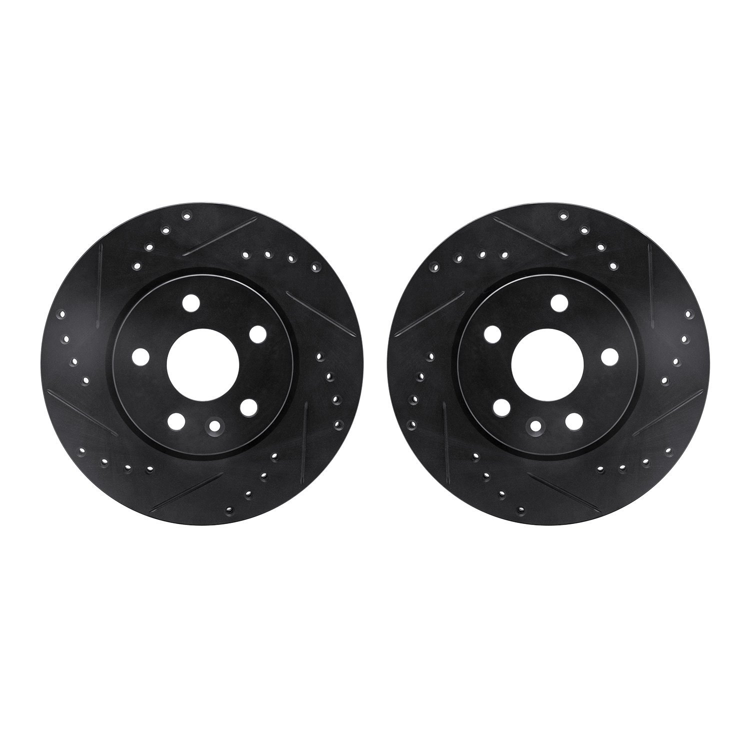 8002-47020 Drilled/Slotted Brake Rotors [Black], Fits Select GM, Position: Front