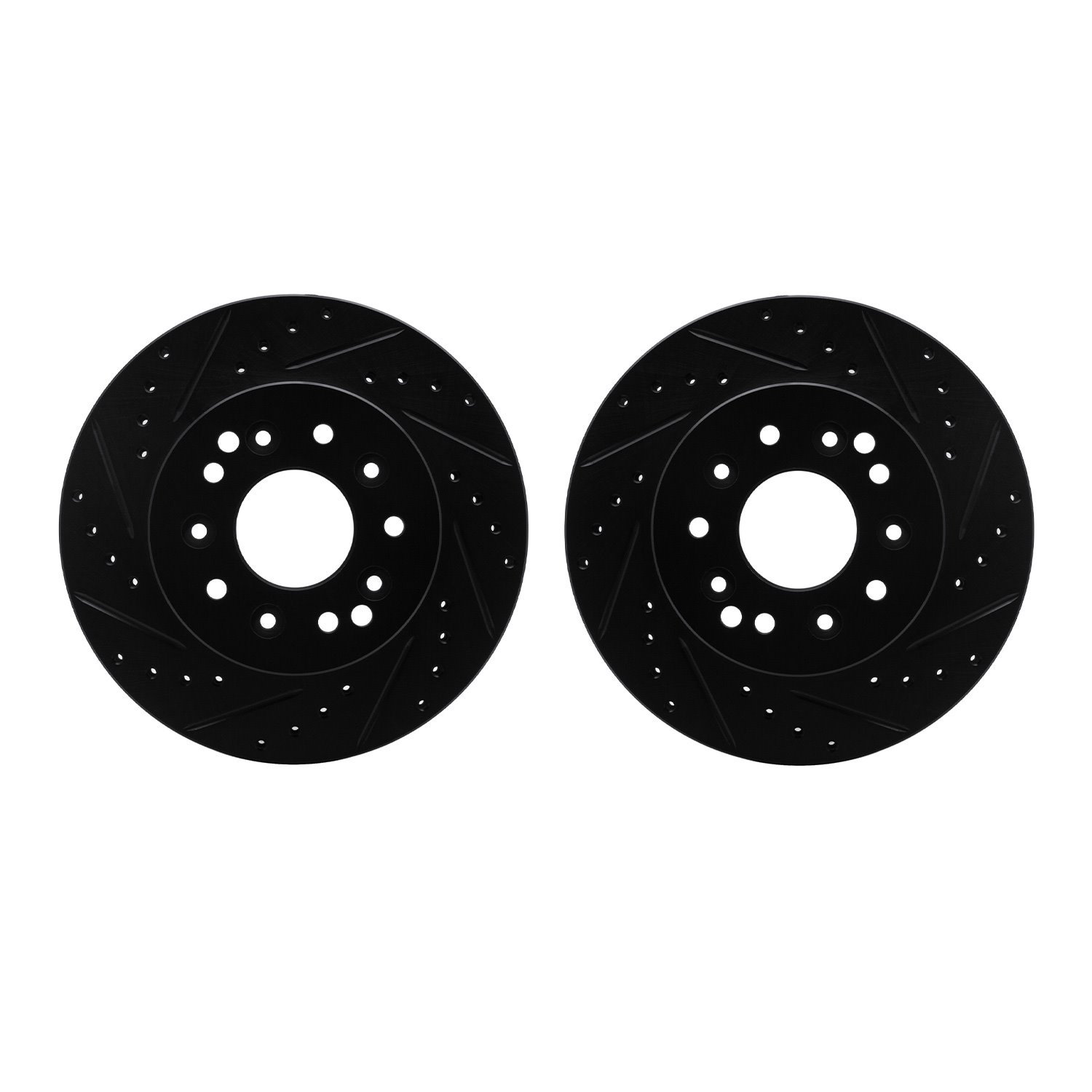 8002-47021 Drilled/Slotted Brake Rotors [Black], 1963-1982 GM, Position: Rear, Front