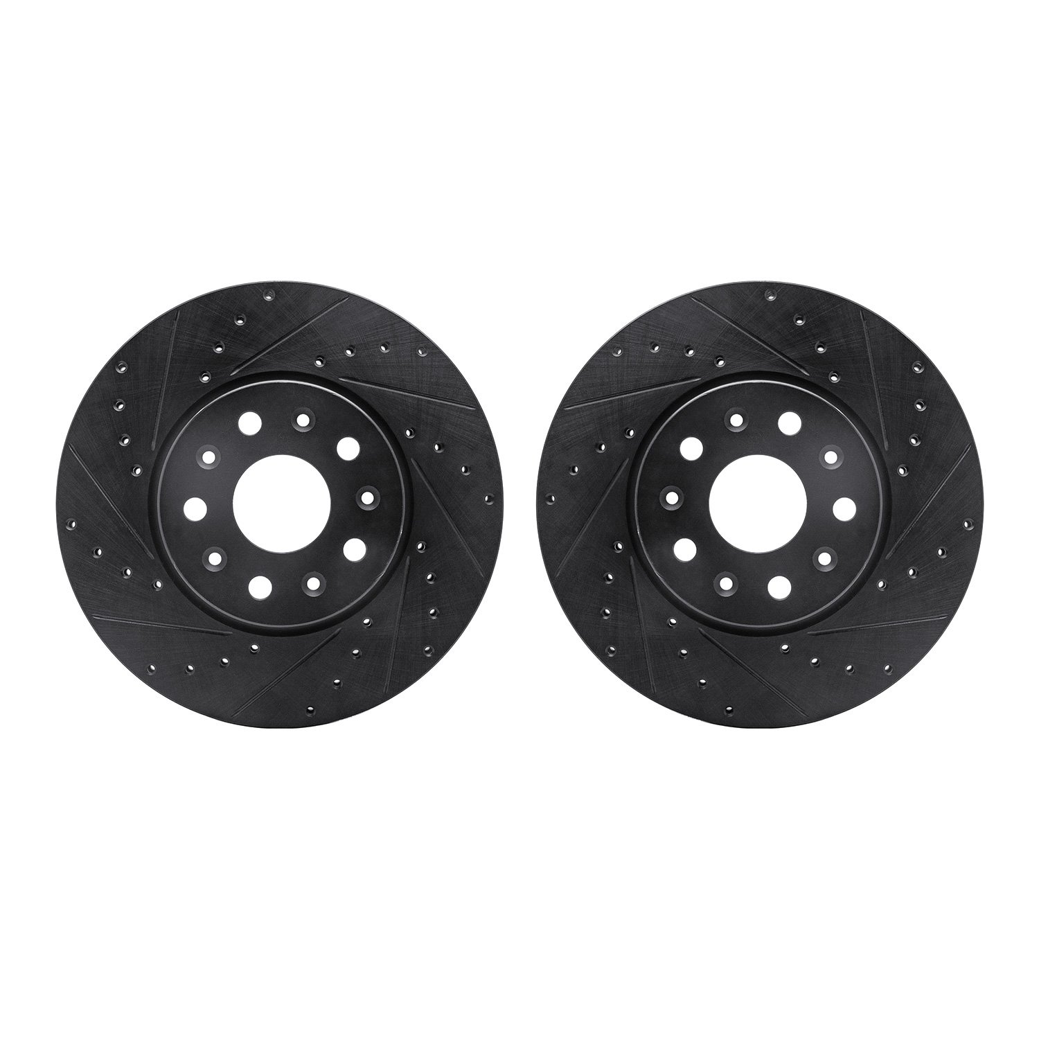 8002-47023 Drilled/Slotted Brake Rotors [Black], Fits Select GM, Position: Front