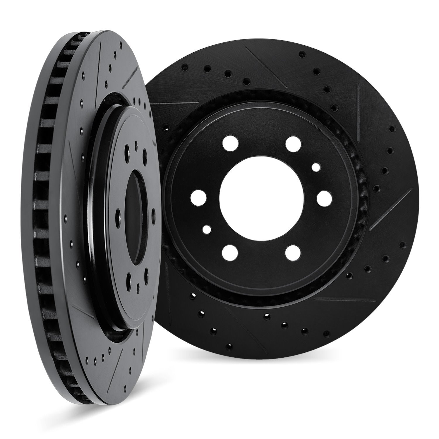8002-47040 Drilled/Slotted Brake Rotors [Black], Fits Select GM, Position: Front