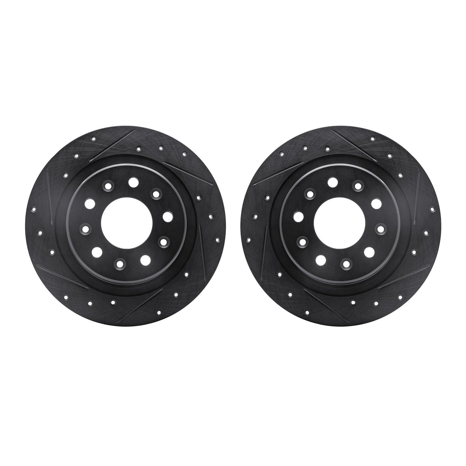 8002-47050 Drilled/Slotted Brake Rotors [Black], Fits Select GM, Position: Rear