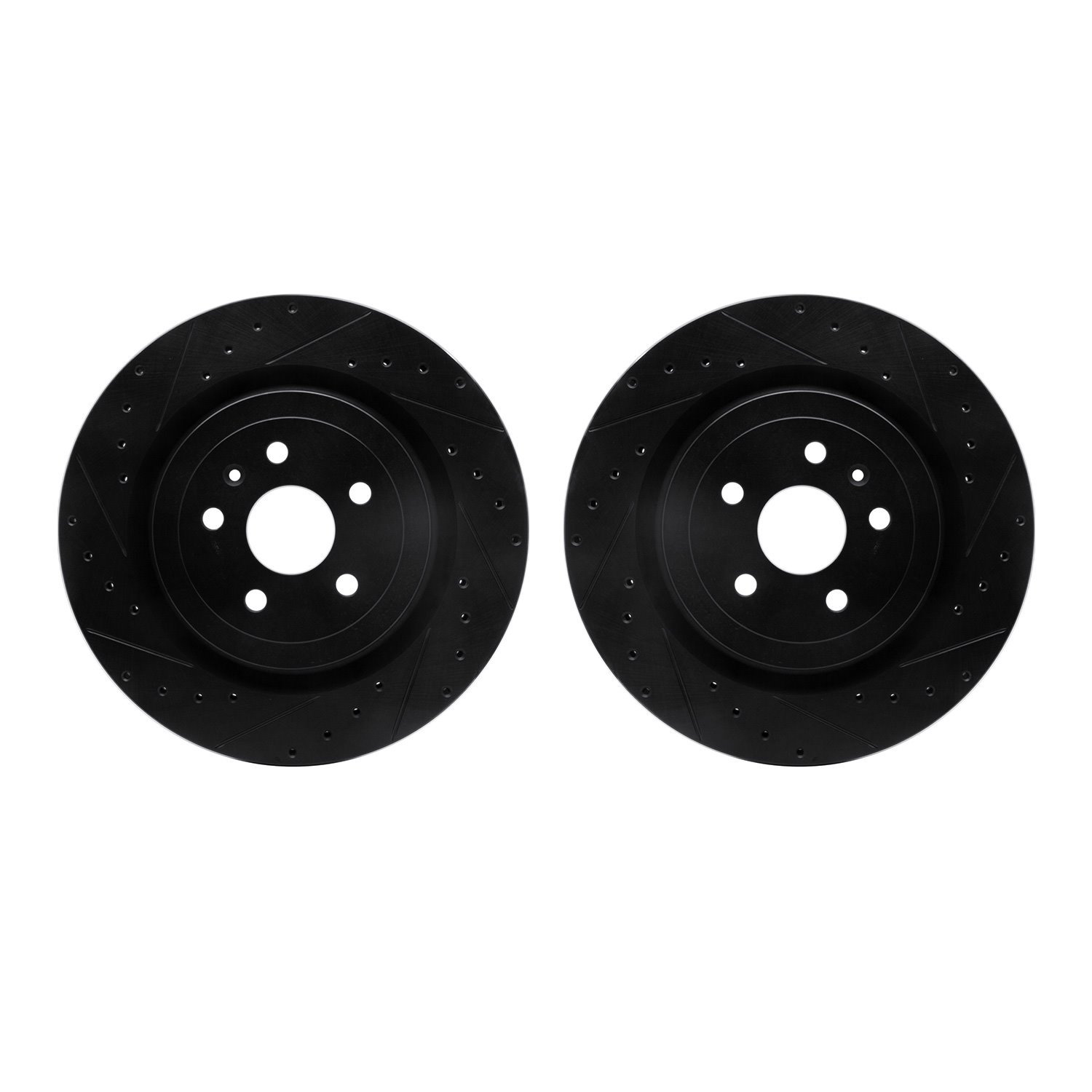 8002-47053 Drilled/Slotted Brake Rotors [Black], Fits Select GM, Position: Rear