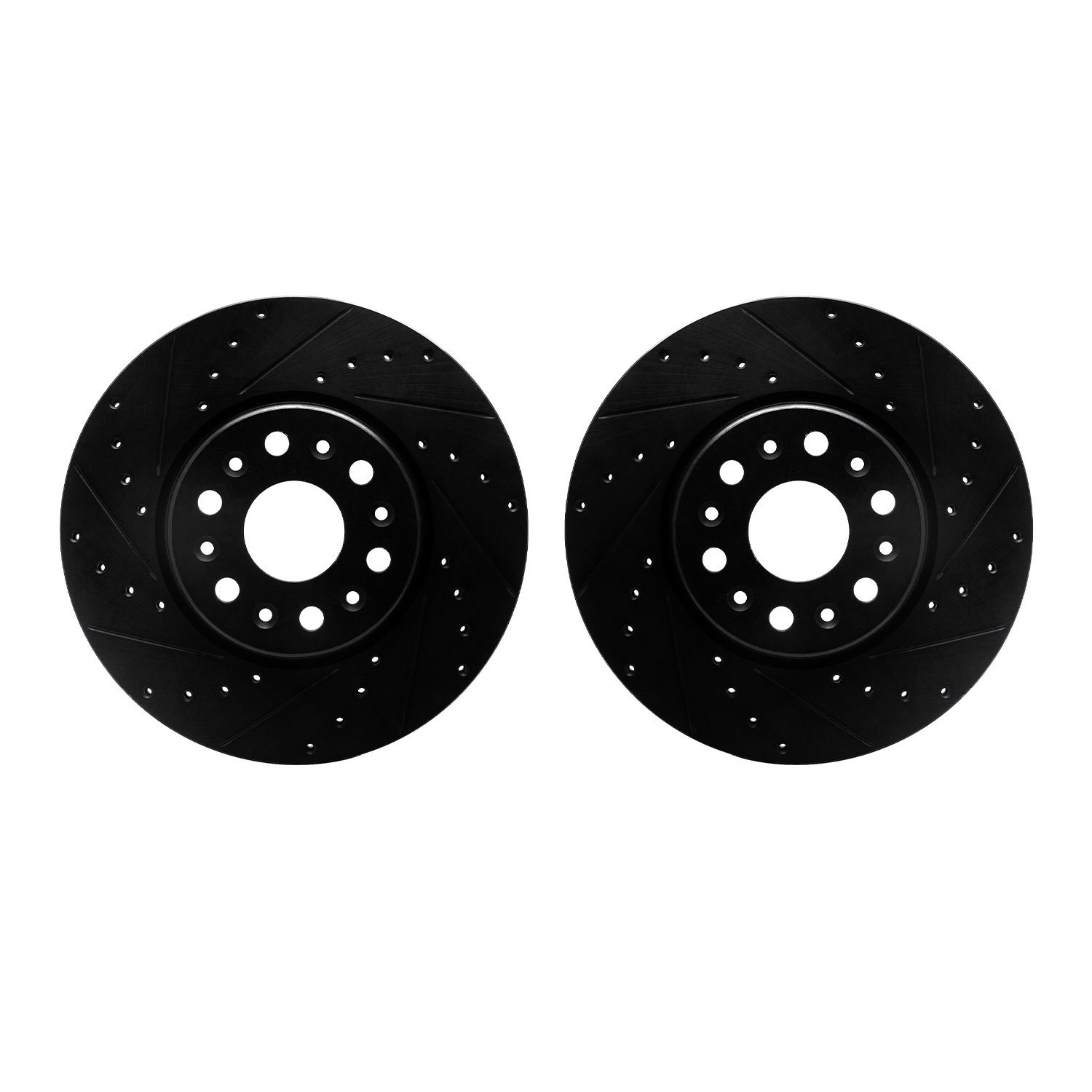 8002-48001 Drilled/Slotted Brake Rotors [Black], Fits Select GM, Position: Front