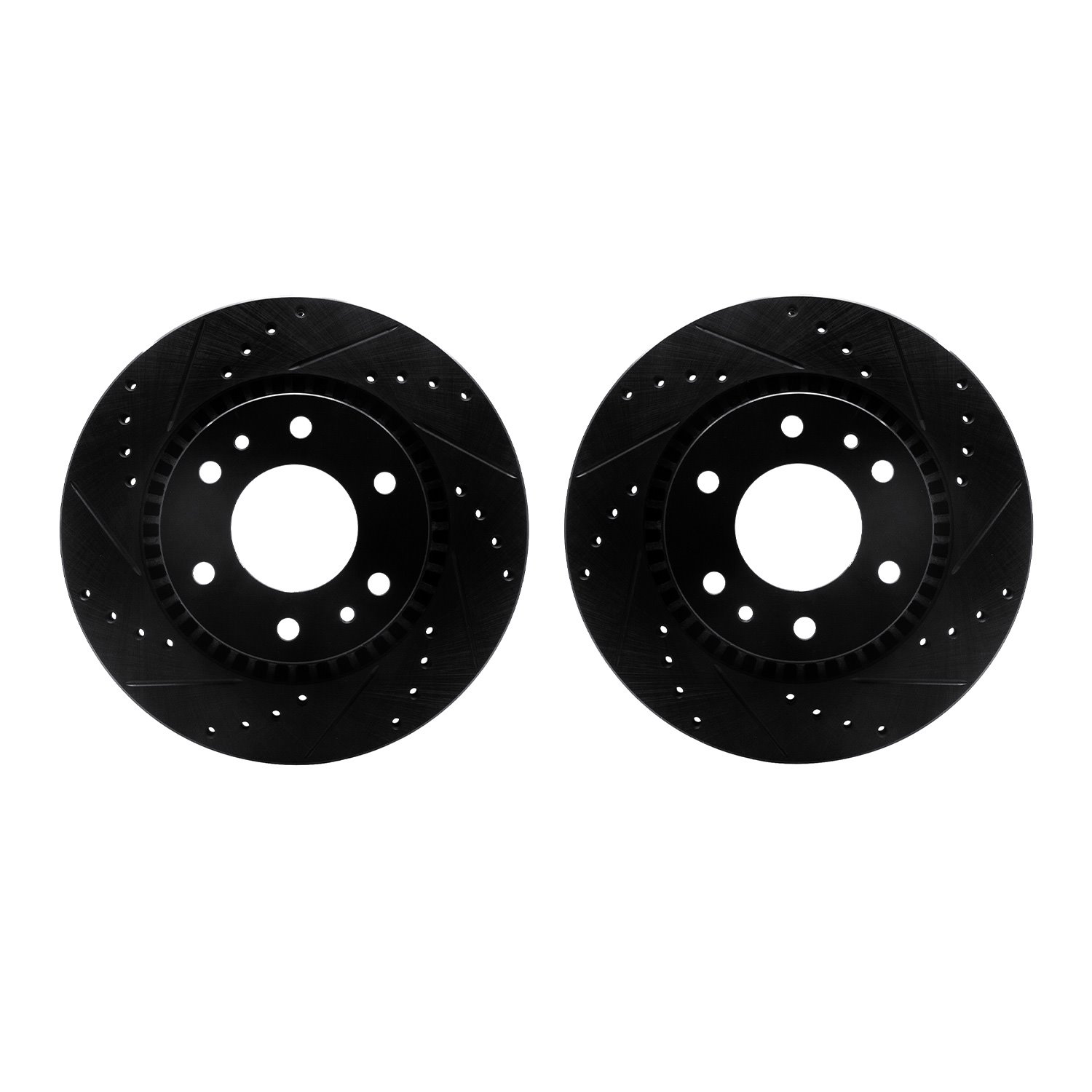 8002-48004 Drilled/Slotted Brake Rotors [Black], 2006-2009 GM, Position: Front