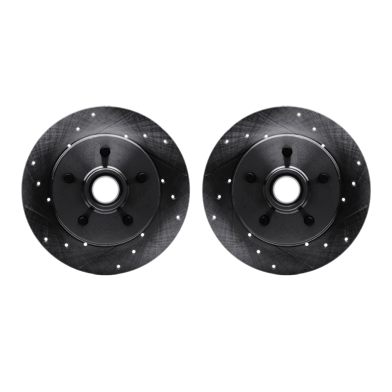 8002-48015 Drilled/Slotted Brake Rotors [Black], 1988-1994 GM, Position: Front