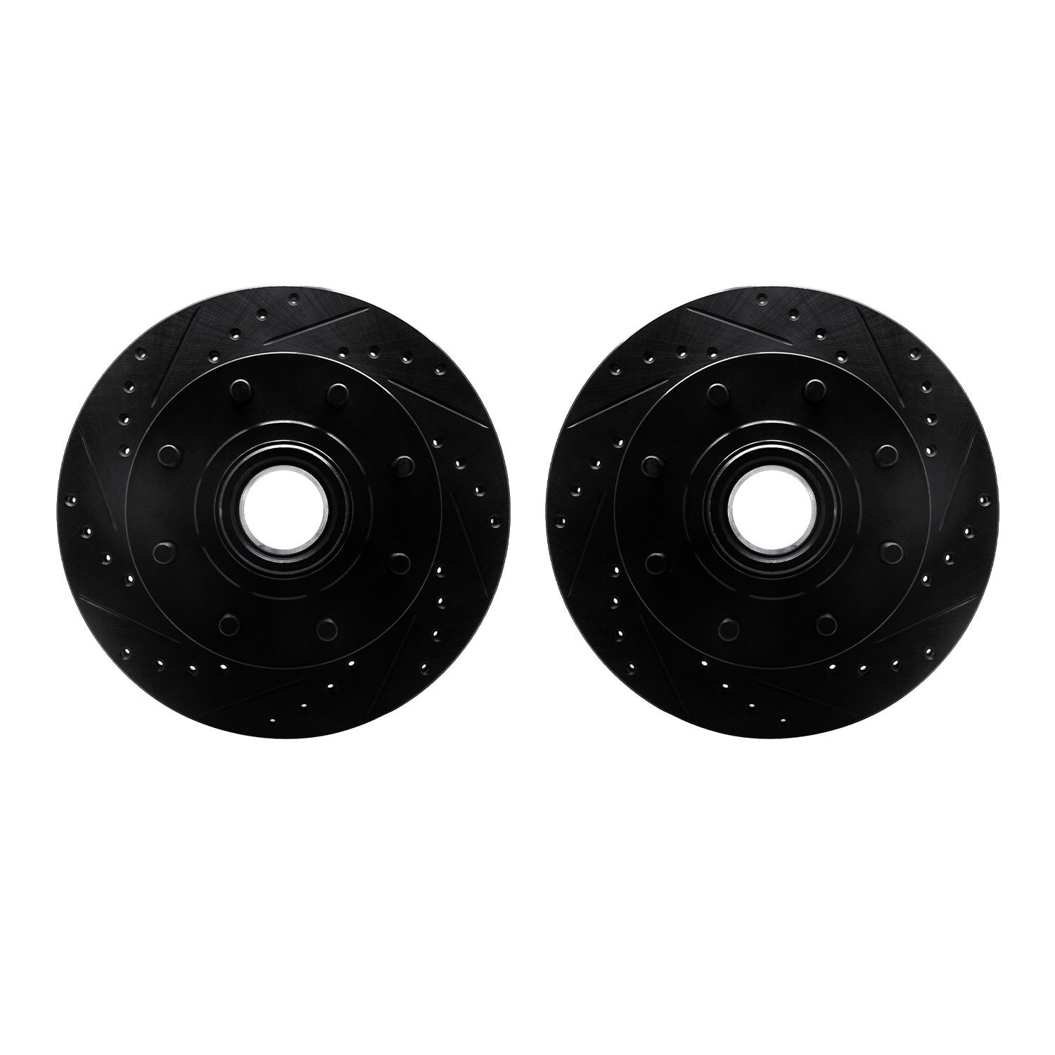 8002-48018 Drilled/Slotted Brake Rotors [Black], 1992-2002 GM, Position: Front