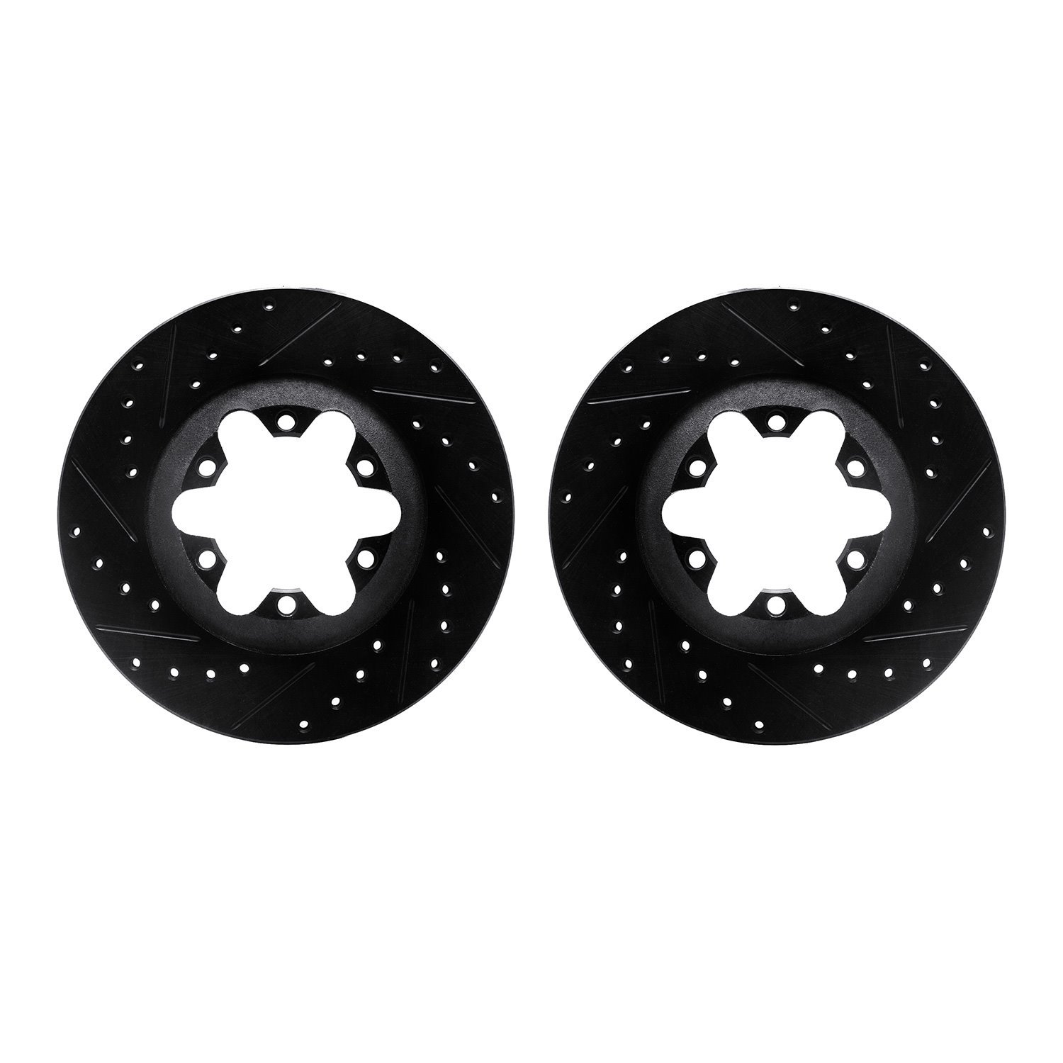 8002-48032 Drilled/Slotted Brake Rotors [Black], 2004-2008 GM, Position: Front