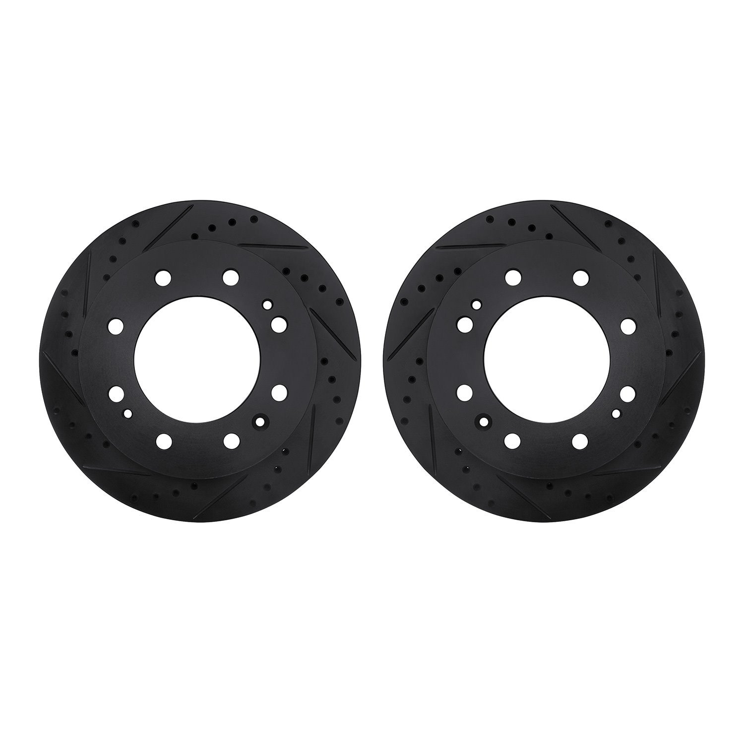 8002-48047 Drilled/Slotted Brake Rotors [Black], Fits Select GM, Position: Front