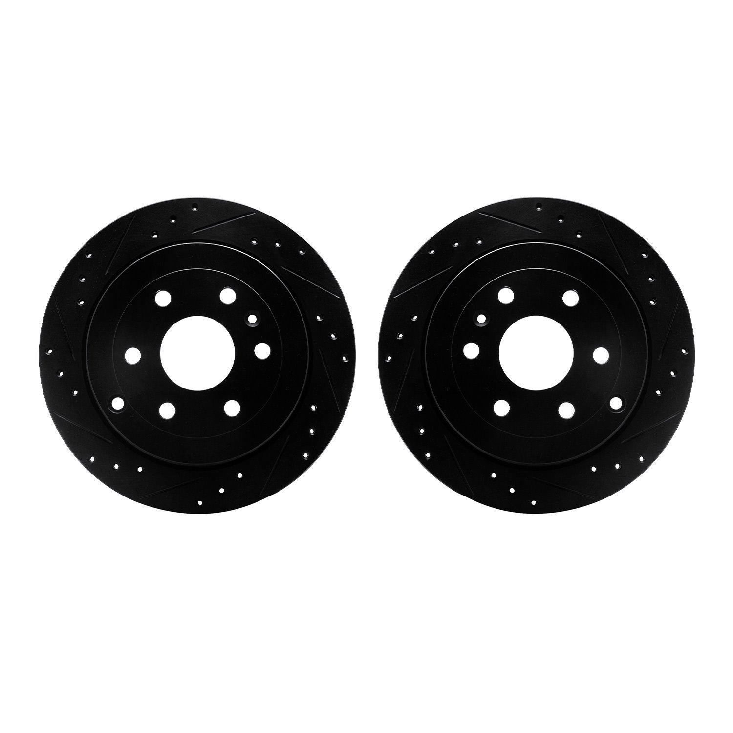 8002-48052 Drilled/Slotted Brake Rotors [Black], 2007-2017 GM, Position: Rear