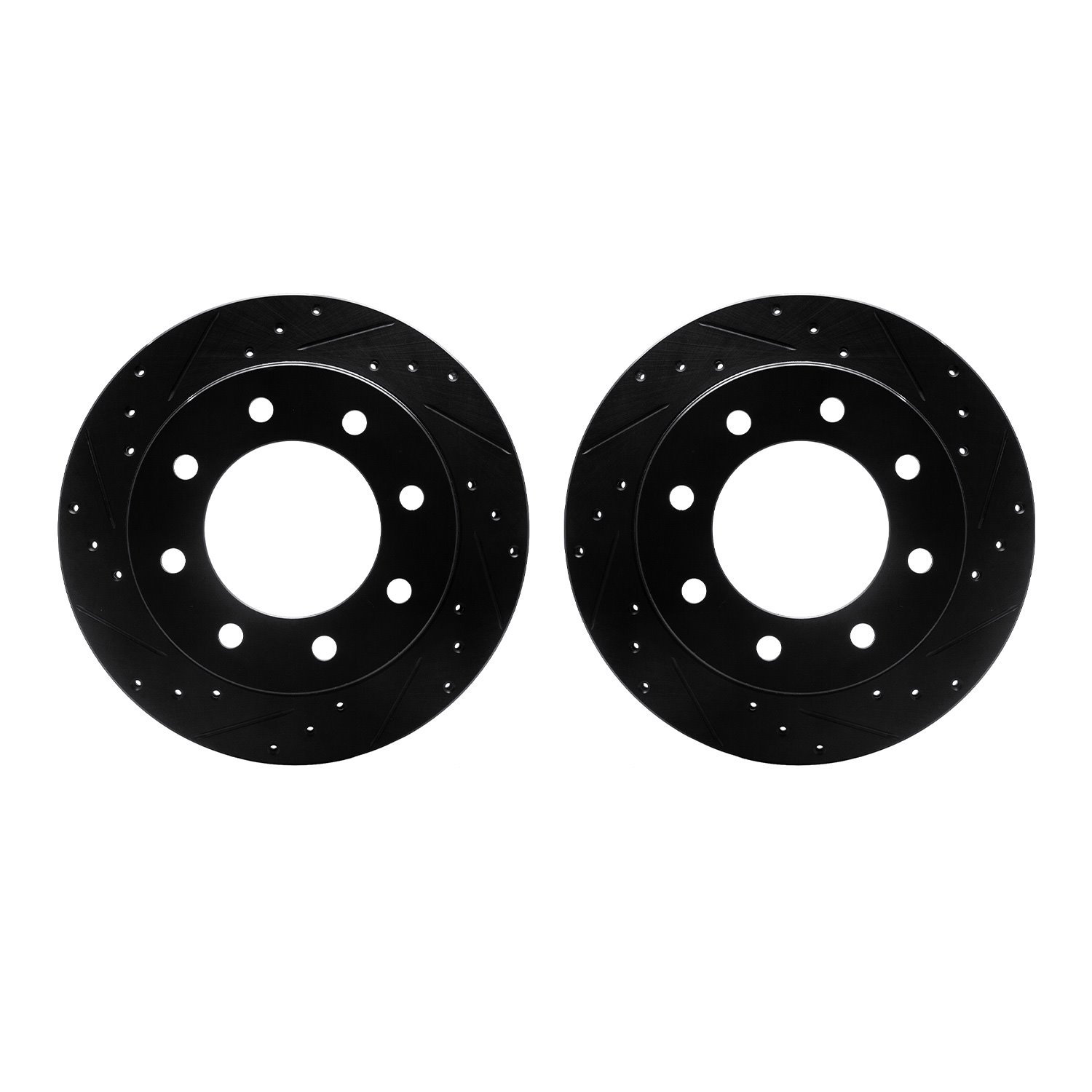 8002-48058 Drilled/Slotted Brake Rotors [Black], Fits Select GM, Position: Rear