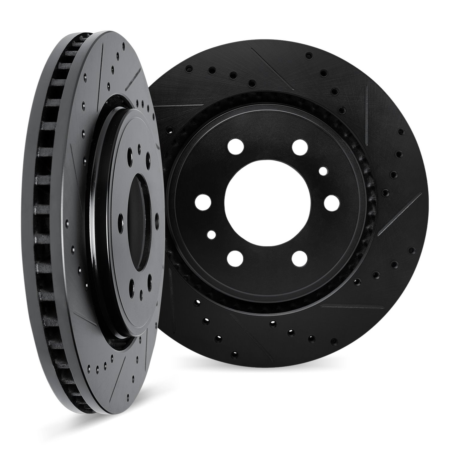 8002-48065 Drilled/Slotted Brake Rotors [Black], 2003-2005 GM, Position: Rear