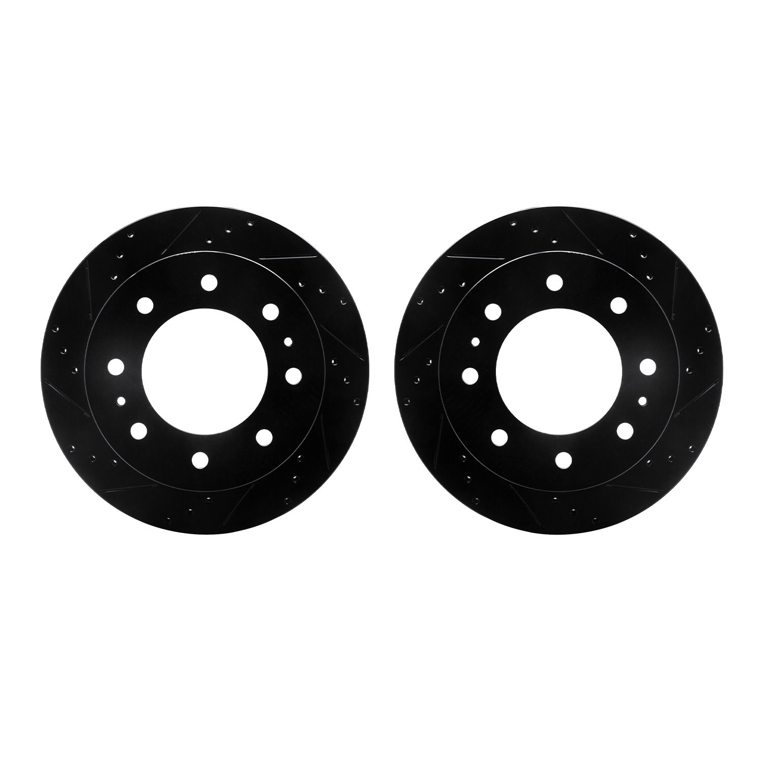 8002-48069 Drilled/Slotted Brake Rotors [Black], Fits Select GM, Position: Rear