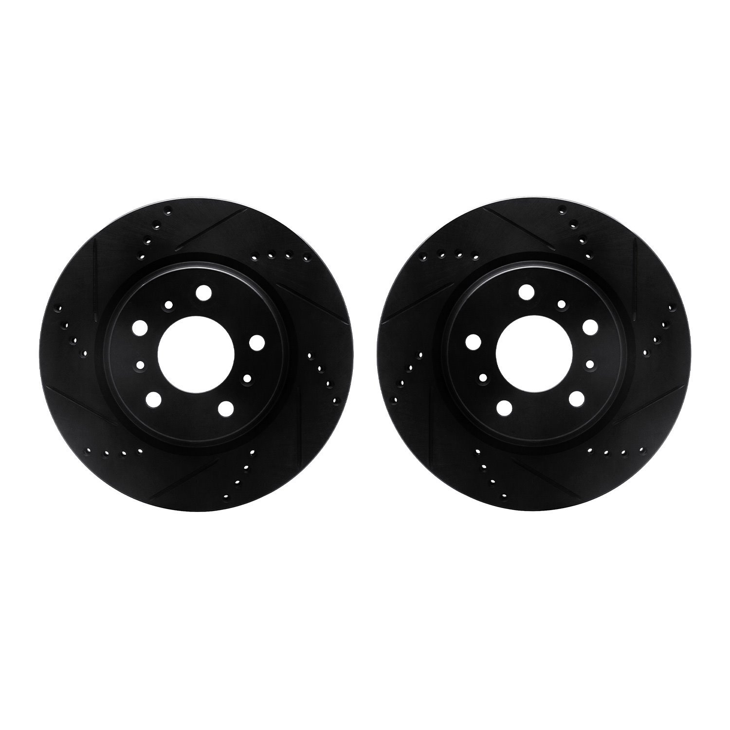 8002-52000 Drilled/Slotted Brake Rotors [Black], 2004-2009 GM, Position: Front