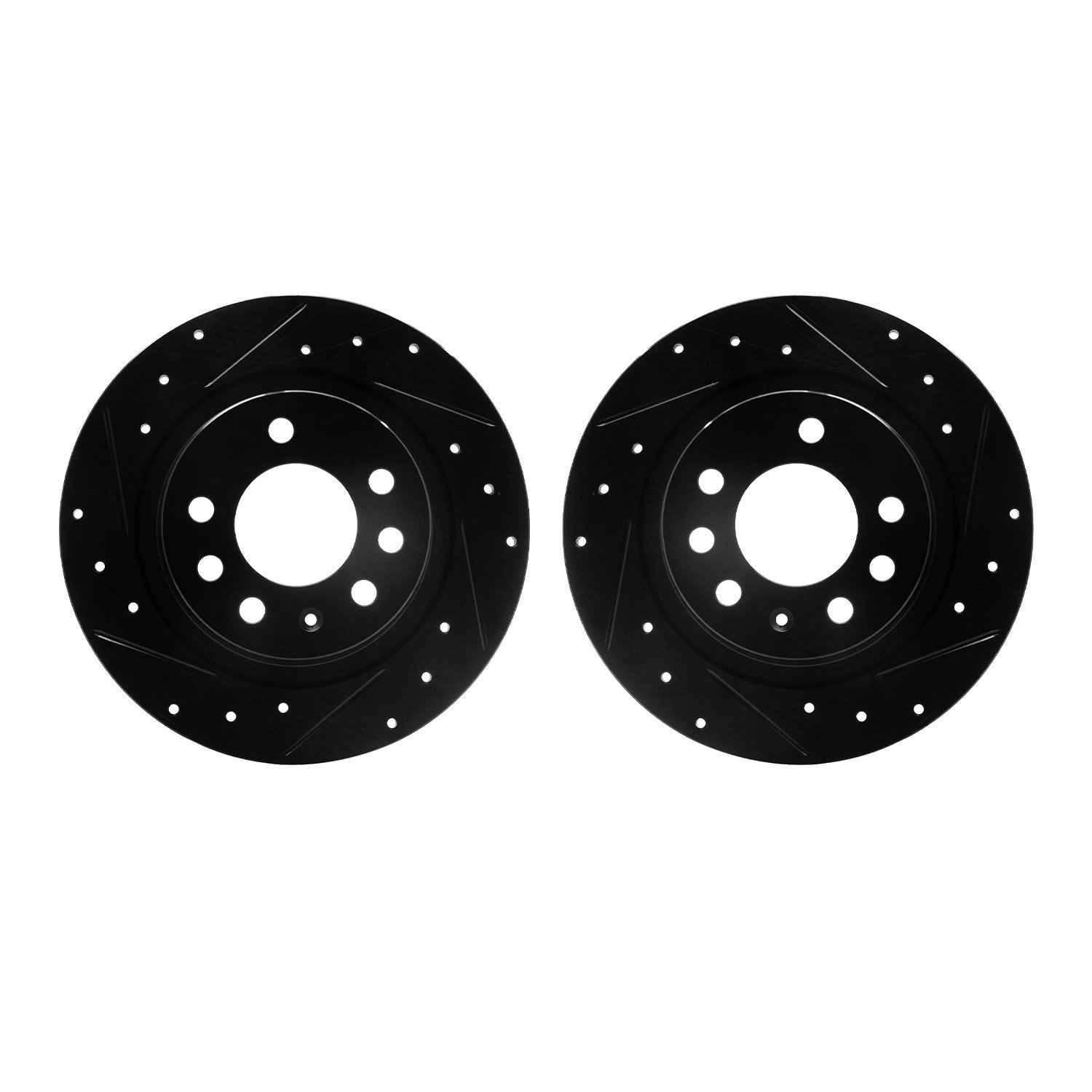 8002-52019 Drilled/Slotted Brake Rotors [Black], 1985-1992 GM, Position: Rear