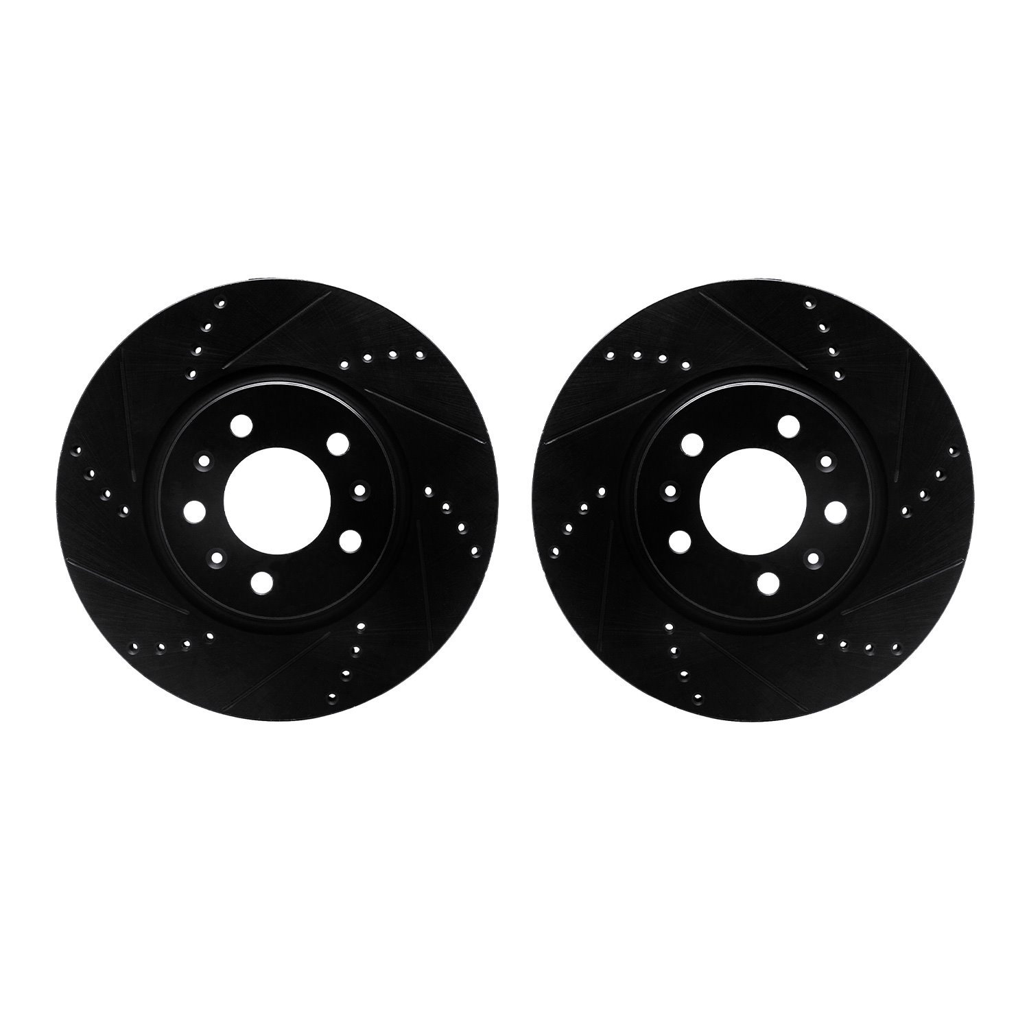 8002-53002 Drilled/Slotted Brake Rotors [Black], 2006-2010 GM, Position: Front