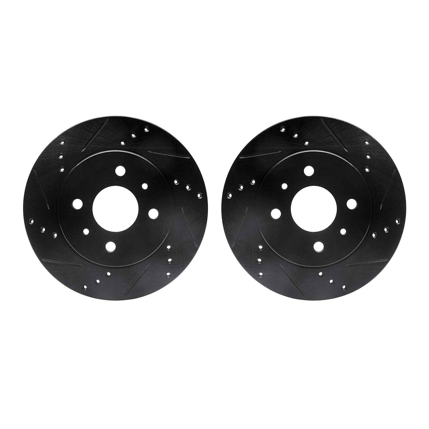 8002-53003 Drilled/Slotted Brake Rotors [Black], 1991-2002 GM, Position: Front