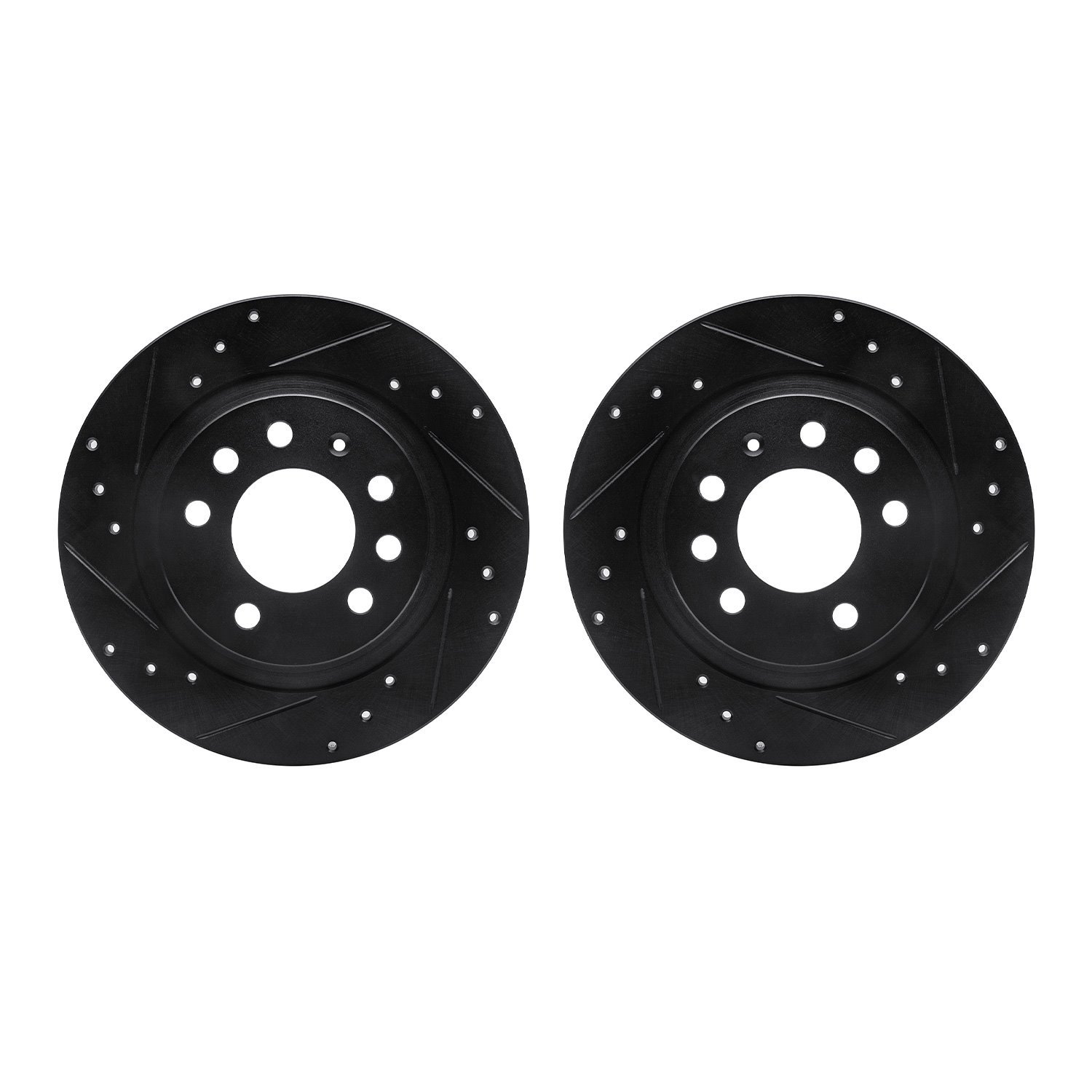 8002-53006 Drilled/Slotted Brake Rotors [Black], 2006-2010 GM, Position: Rear