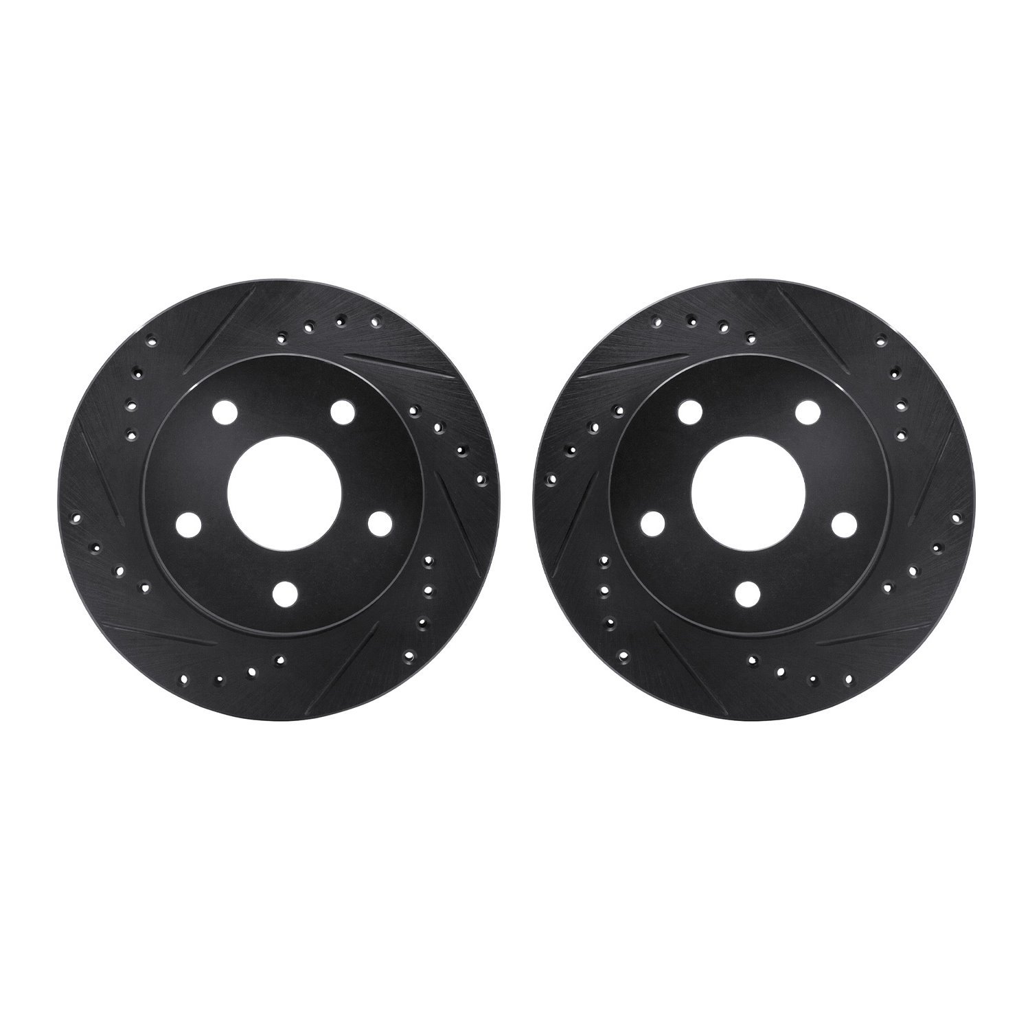 8002-54002 Drilled/Slotted Brake Rotors [Black], 1990-1997 Ford/Lincoln/Mercury/Mazda, Position: Front