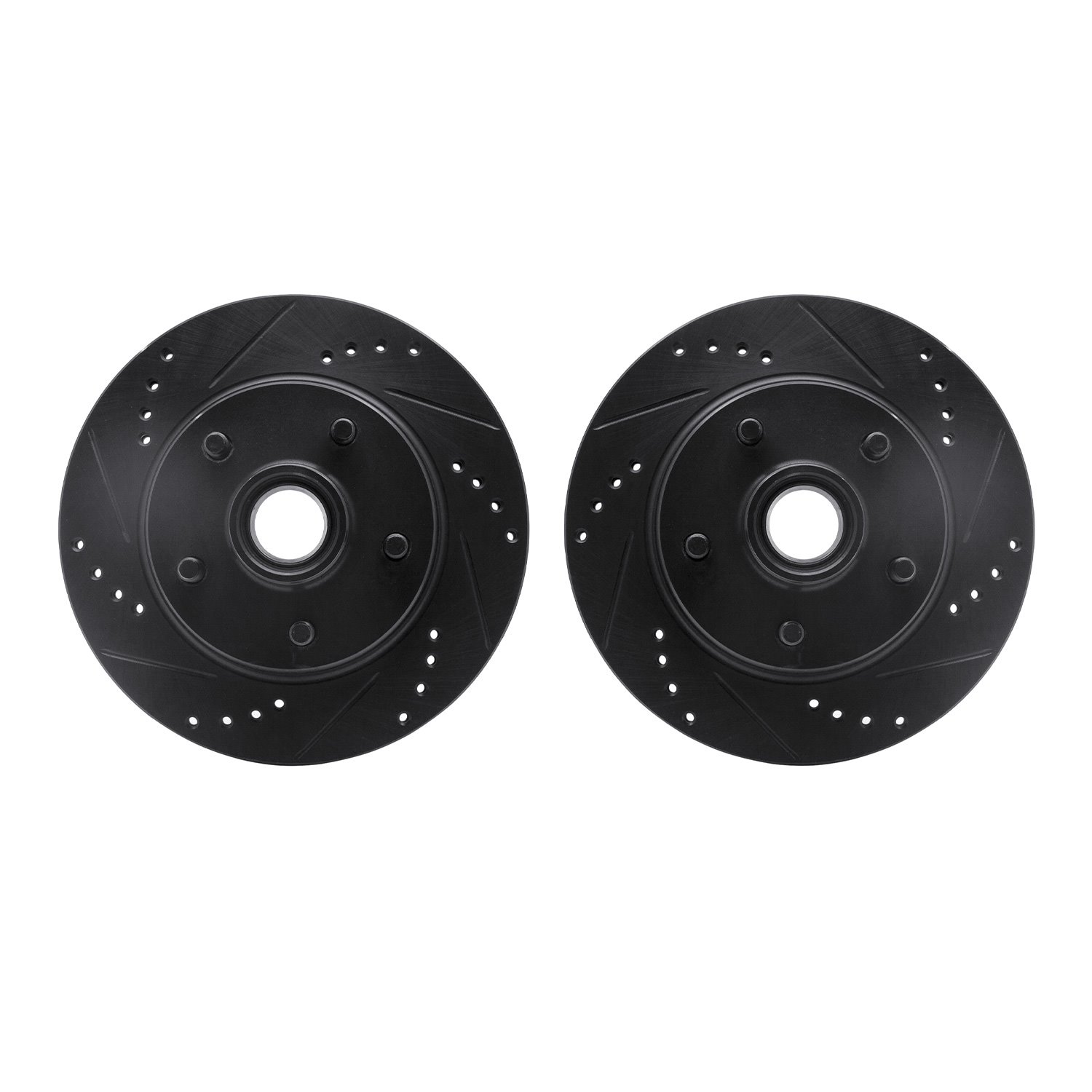 8002-54003 Drilled/Slotted Brake Rotors [Black], 1992-1997 Ford/Lincoln/Mercury/Mazda, Position: Front