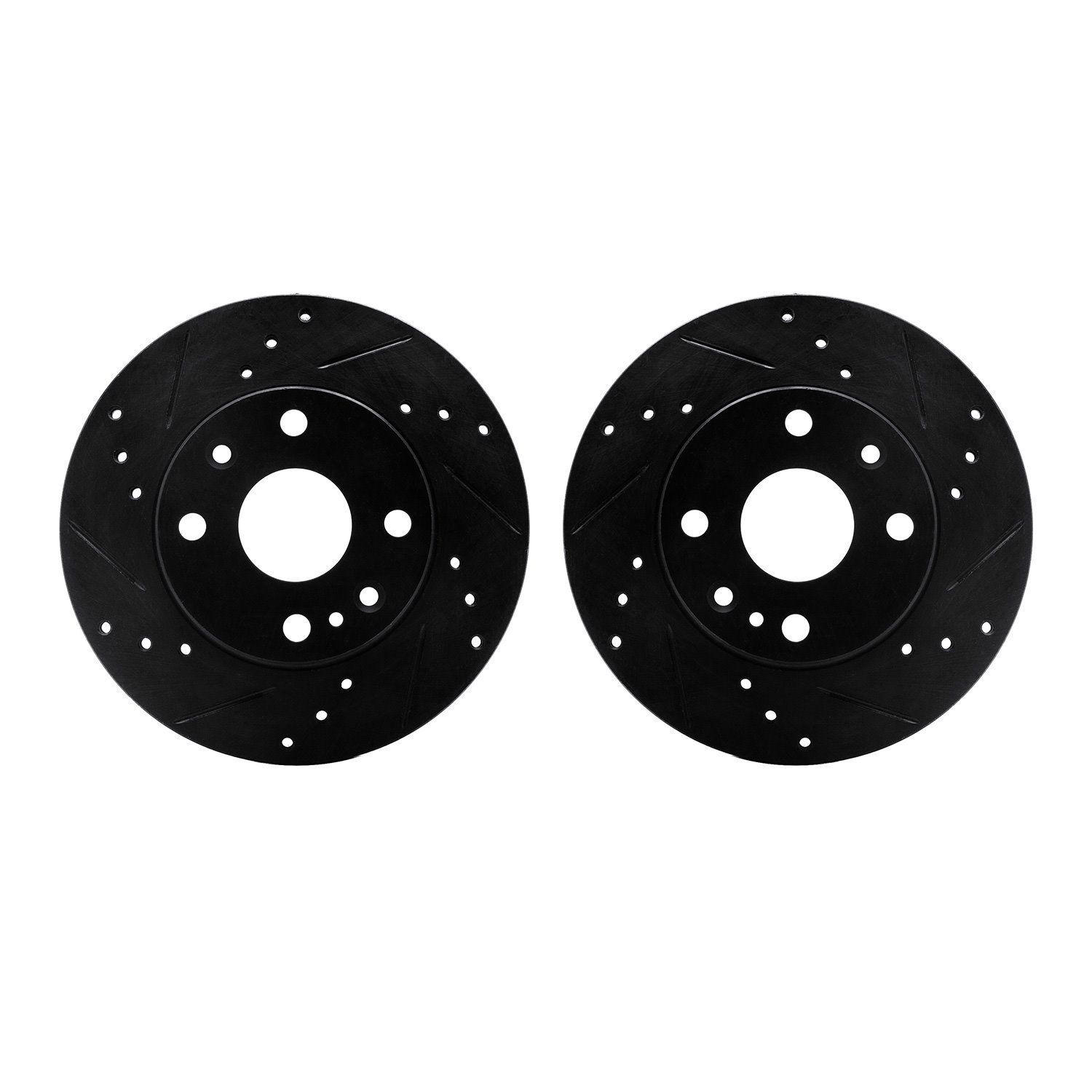 8002-54004 Drilled/Slotted Brake Rotors [Black], 1994-1997 Ford/Lincoln/Mercury/Mazda, Position: Front